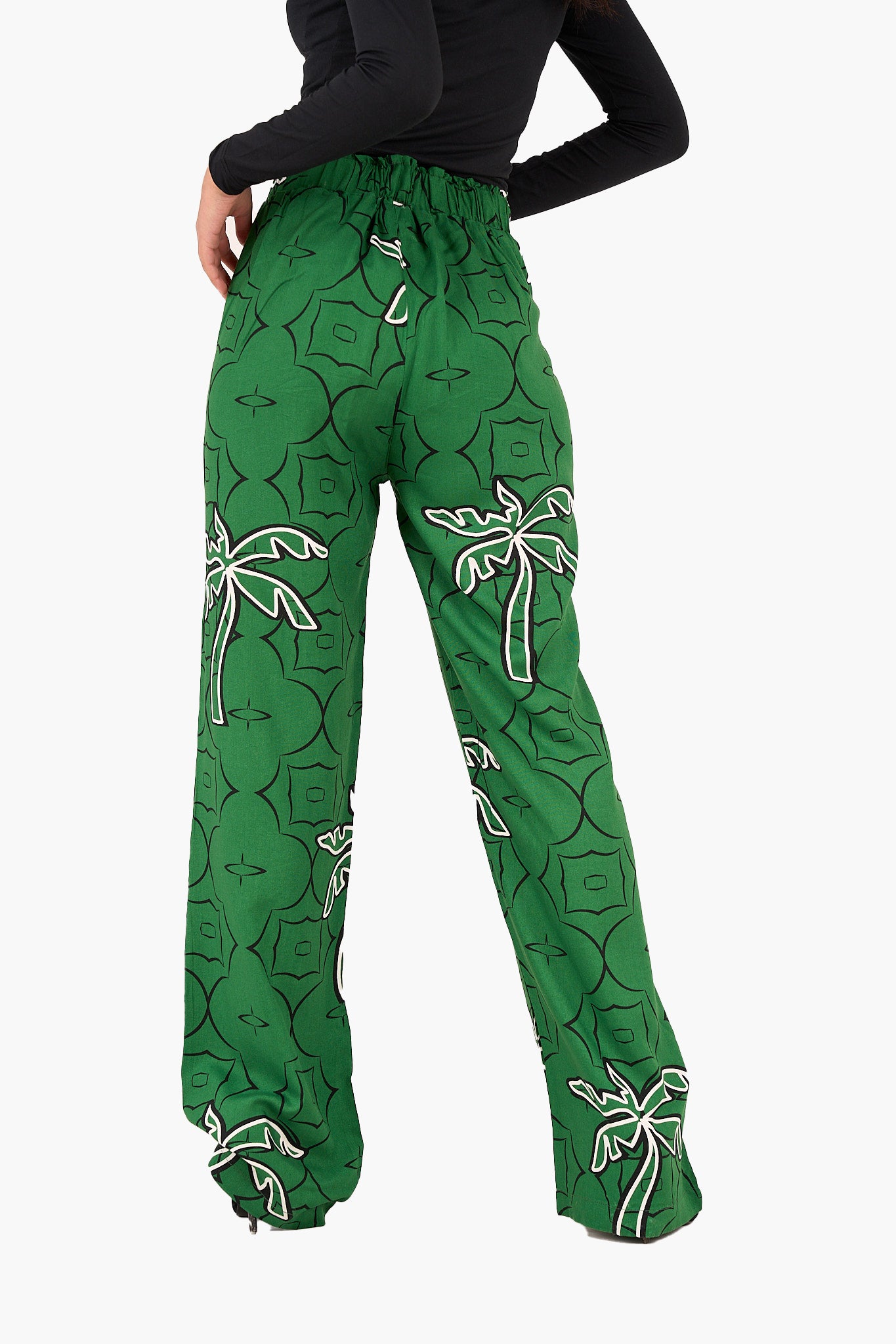 Palm Printed Green Pants