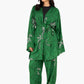 Palm Printed Green Kimono