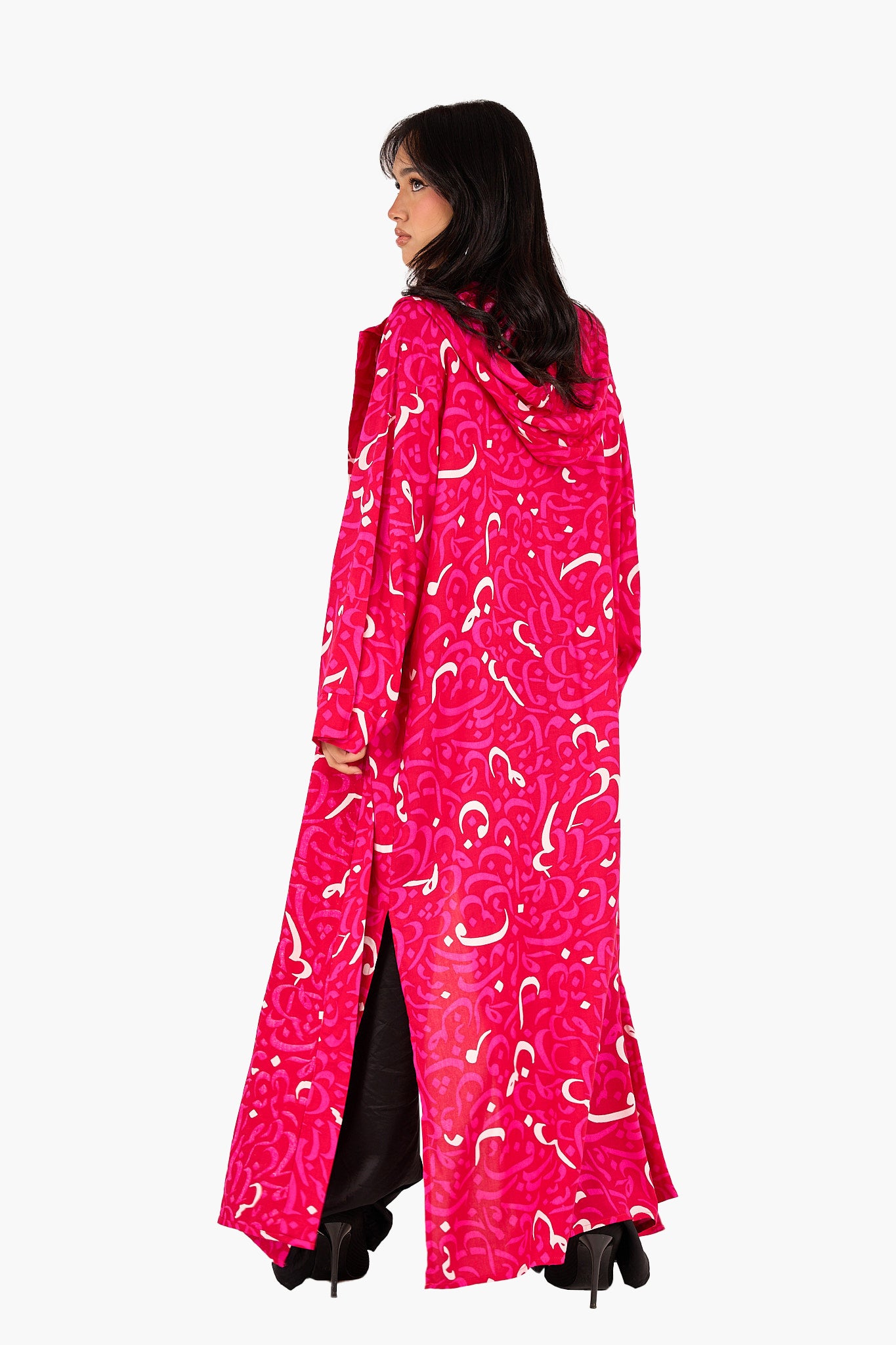 Arabic Letters Hooded Kimono
