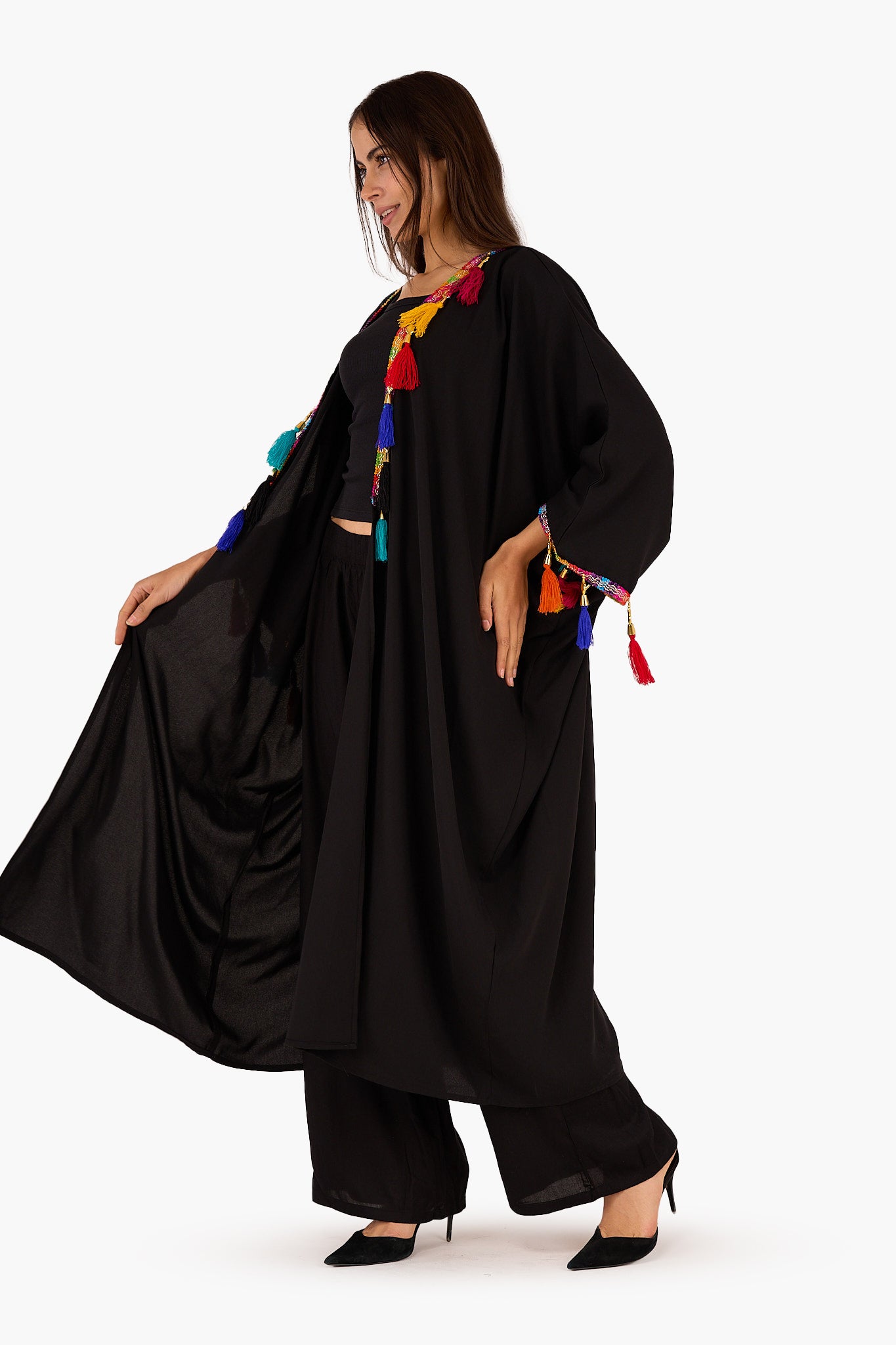 Kimono with Colorful Tassels