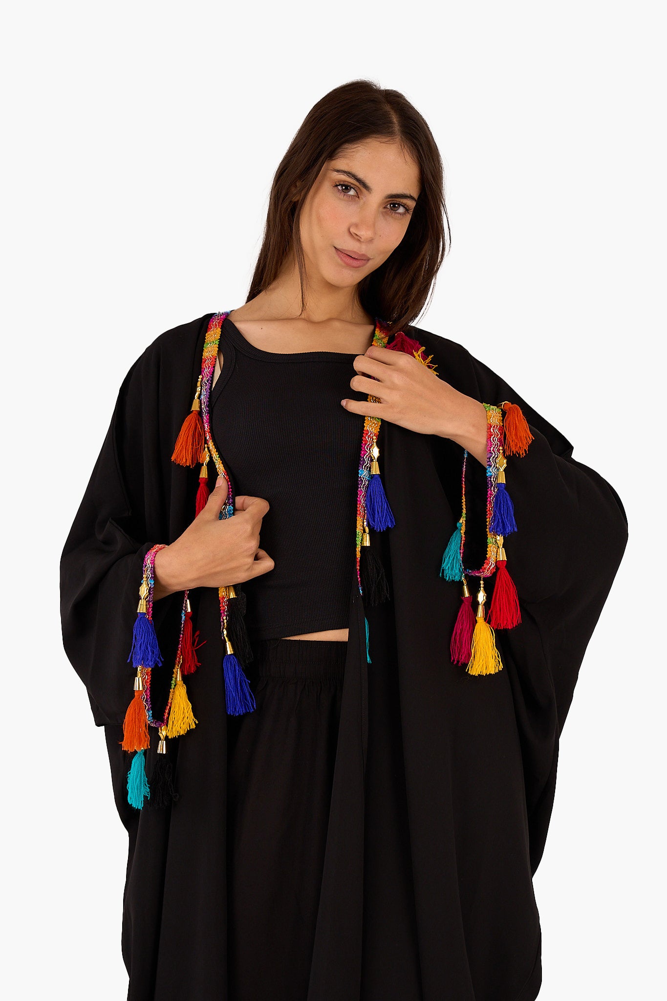 Kimono with Colorful Tassels
