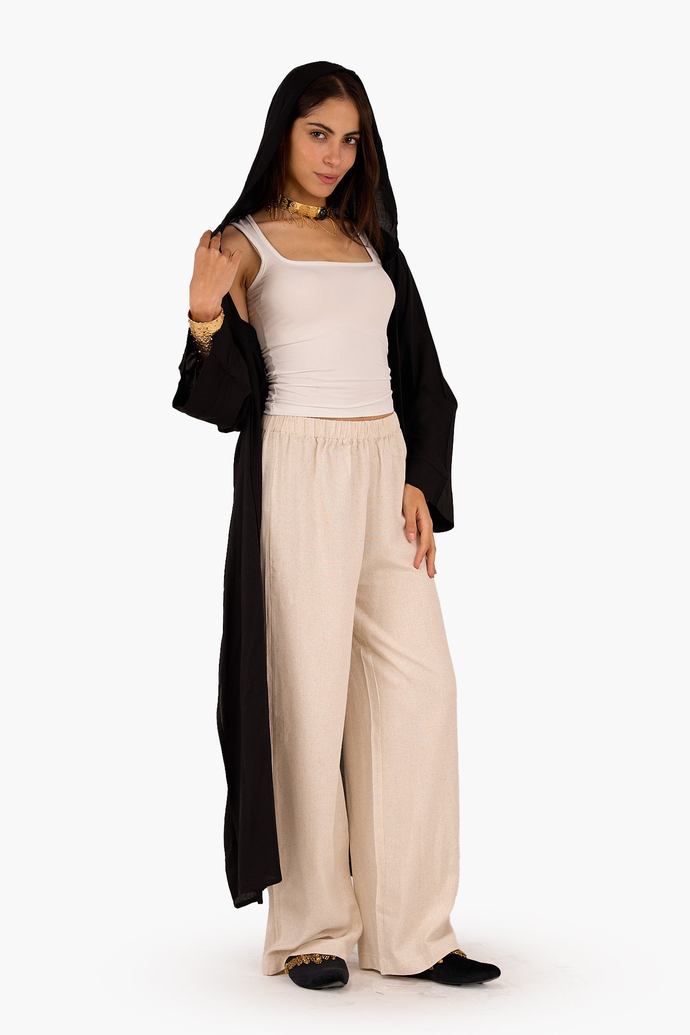 Solid Pattern Hooded Cardigan