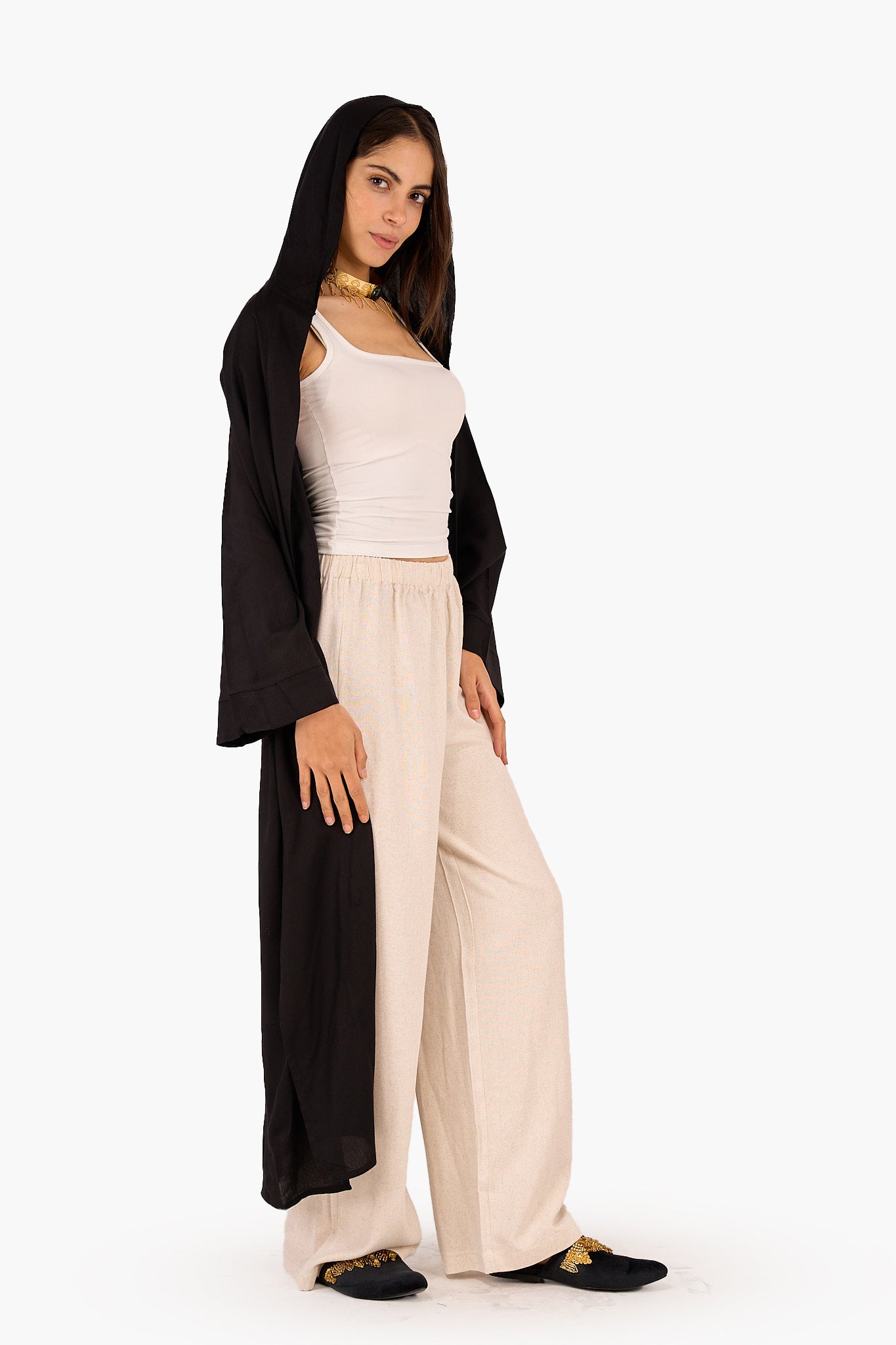 Solid Pattern Hooded Cardigan