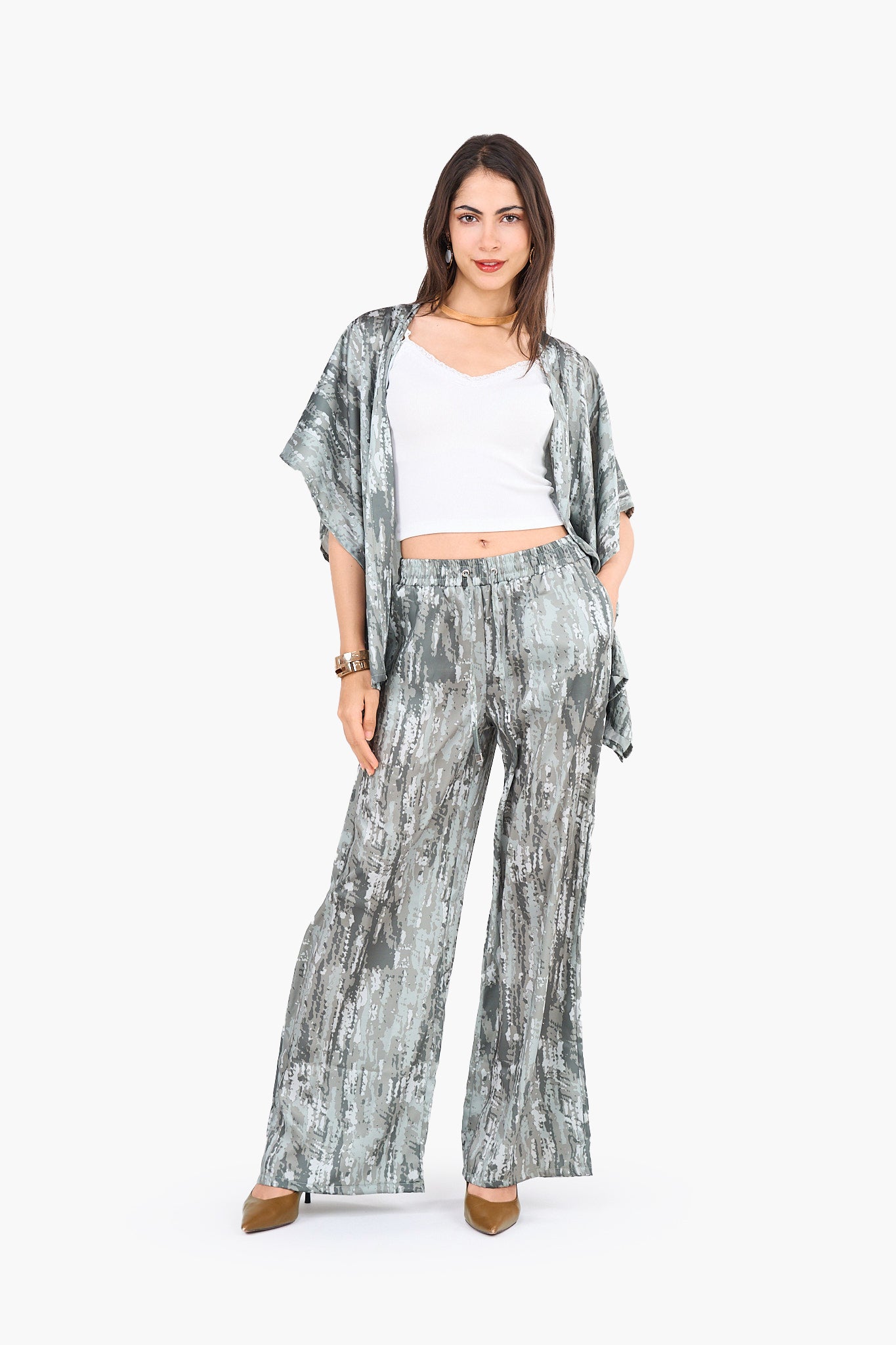 Printed Wide-Leg Pants