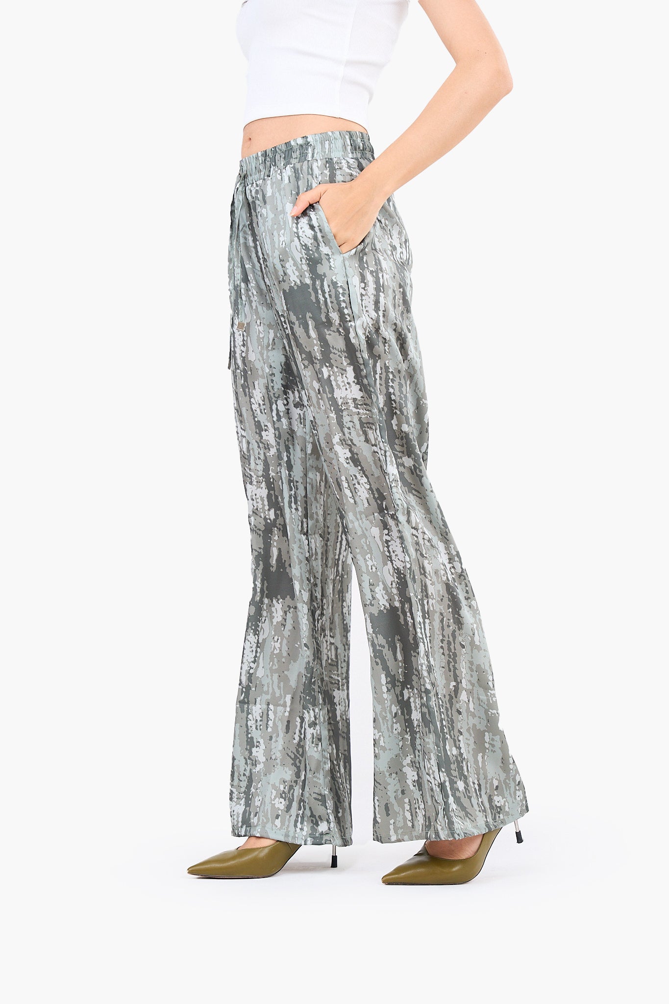 Printed Wide-Leg Pants