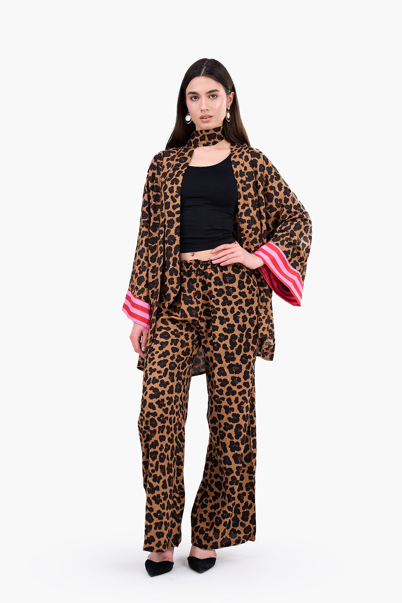Leopard Print Tencel Pants