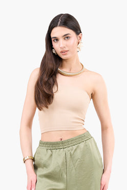 Strapless Cropped Ribbed Top