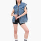 Batwing Cap Sleeve Denim Vest