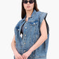 Batwing Cap Sleeve Denim Vest