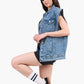 Batwing Cap Sleeve Denim Vest