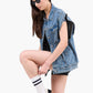 Batwing Cap Sleeve Denim Vest
