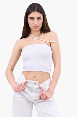 Strapless Cropped Ribbed Top