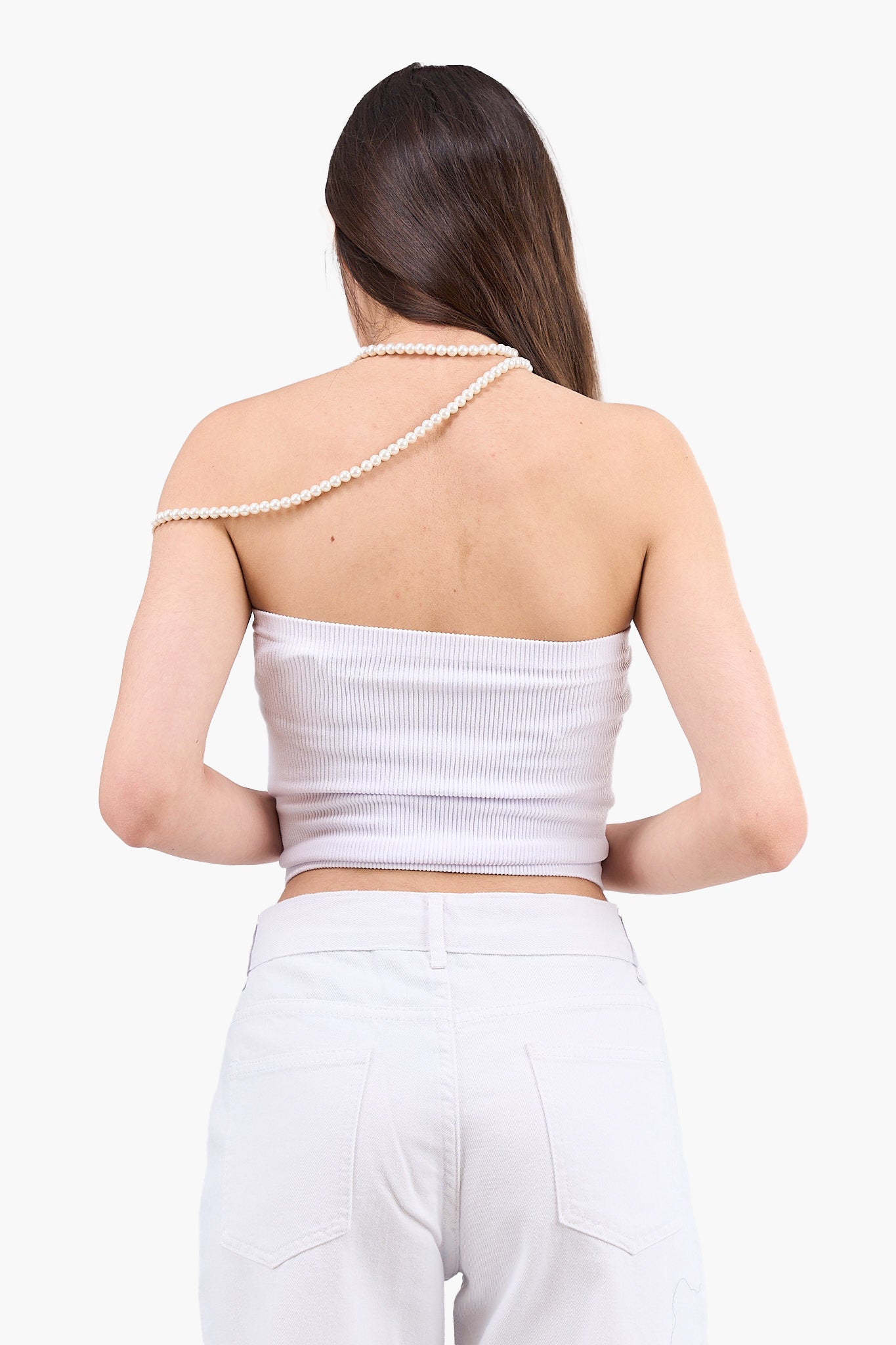 Strapless Cropped Ribbed Top