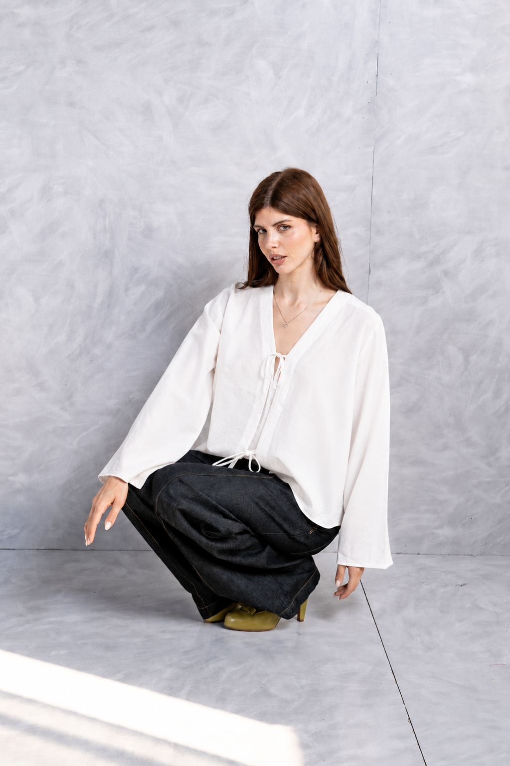 Tie-Front Fluid Blouse