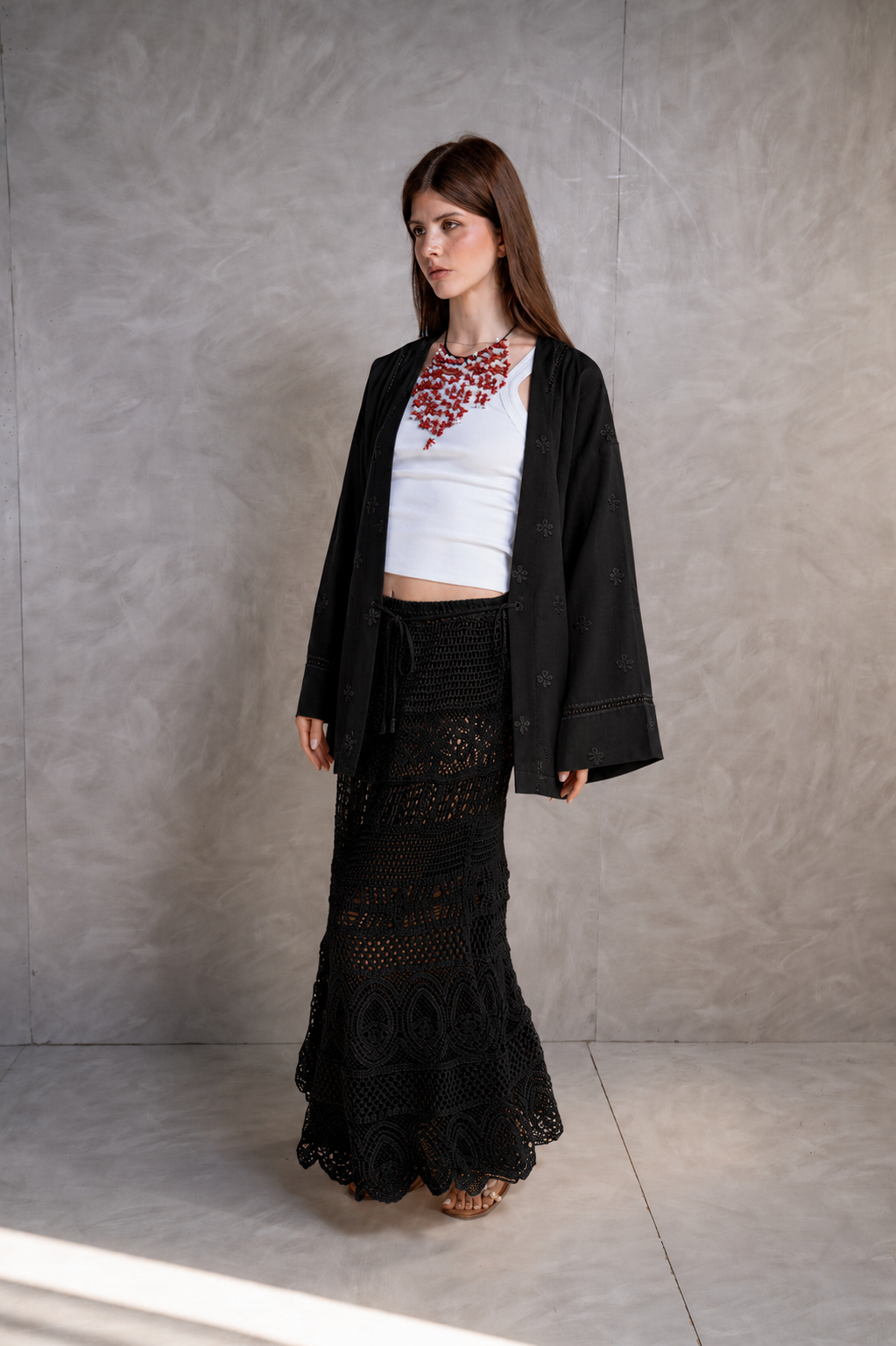 Belted Voile Cardigan