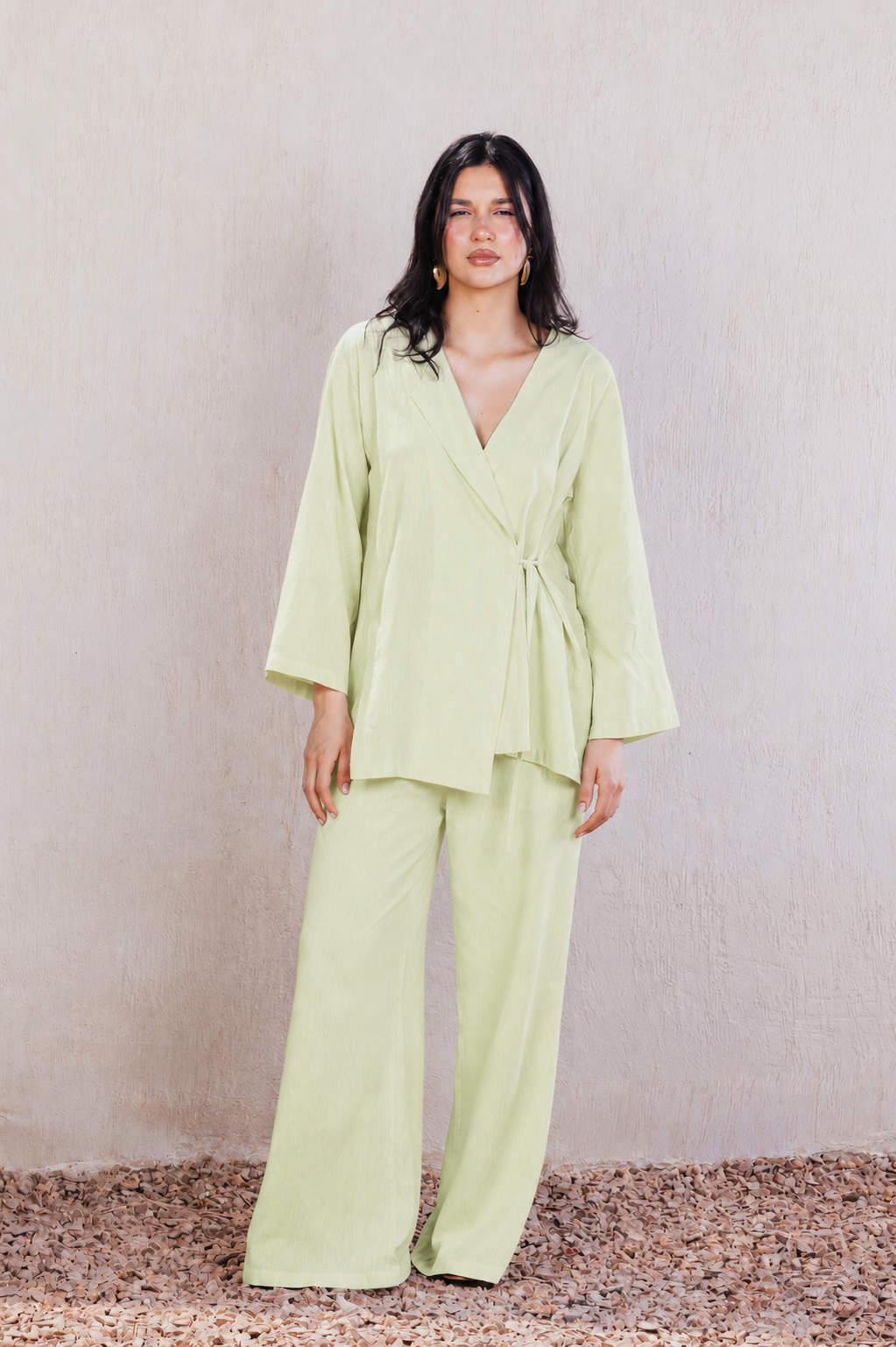 Buttoned Wide-Leg Pants
