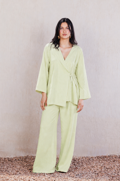Buttoned Wide-Leg Pants