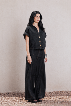 Short-Sleeve Denim Shirt