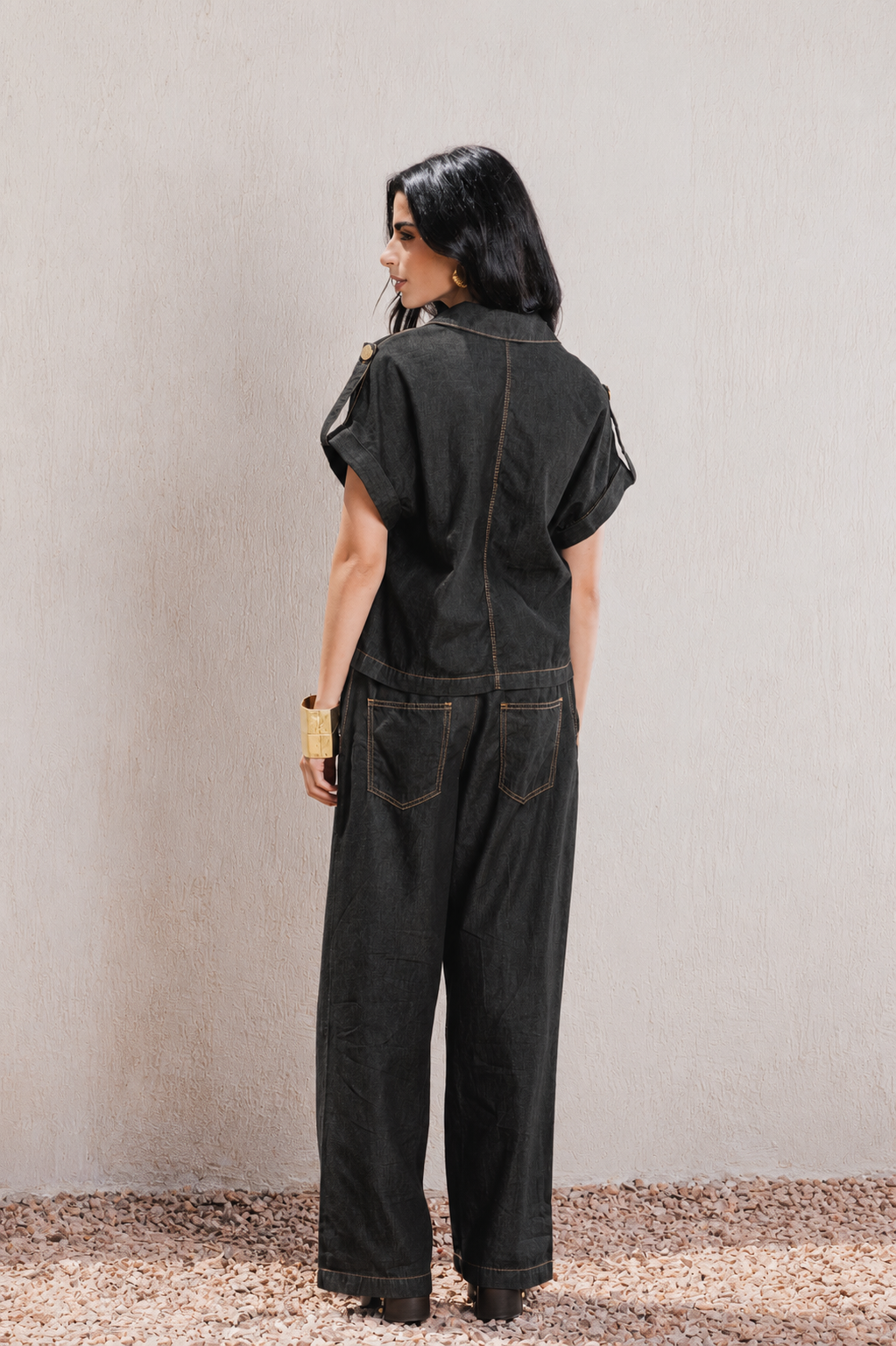 Short-Sleeve Denim Shirt
