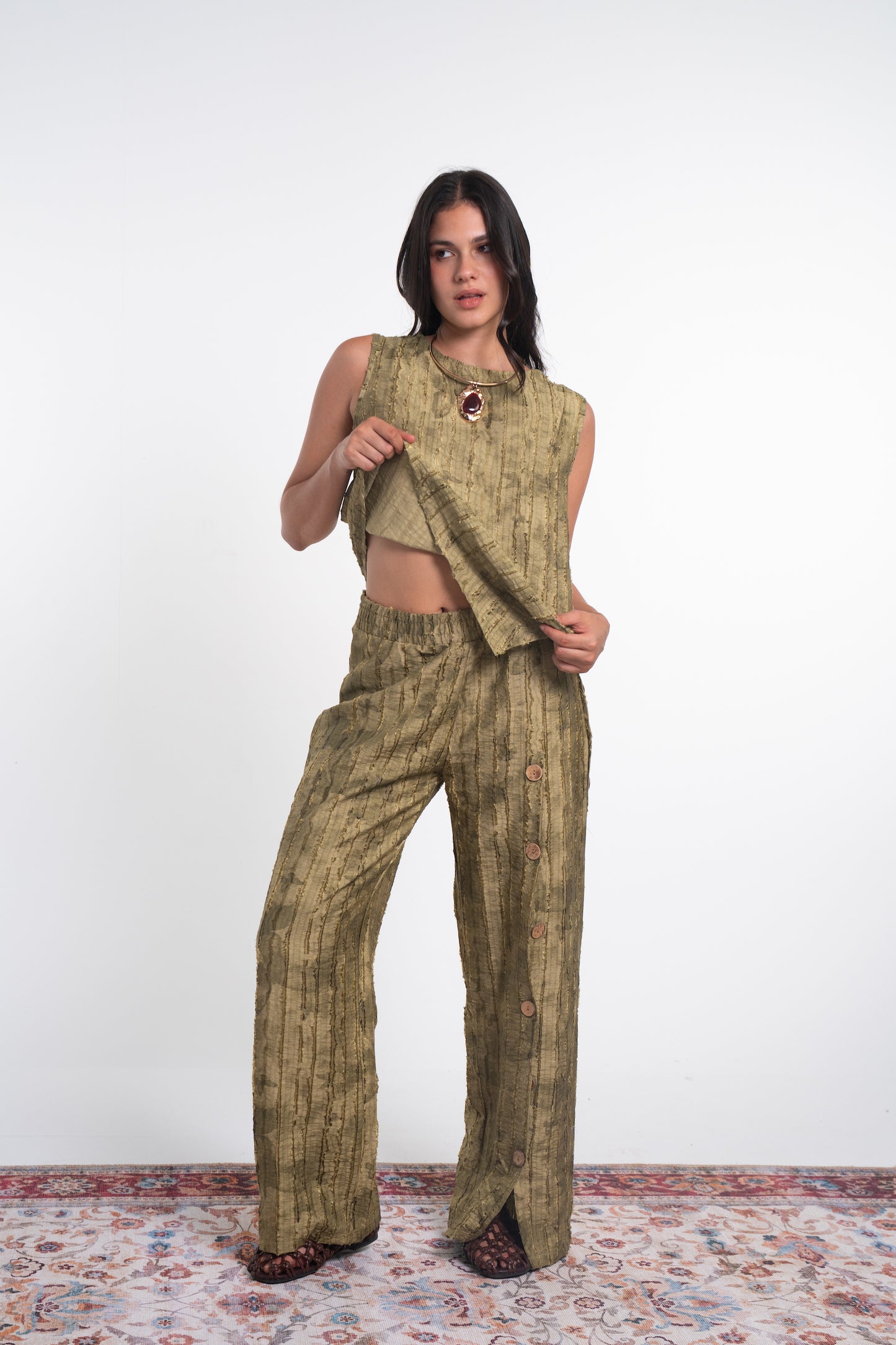 Textured Wide Pants