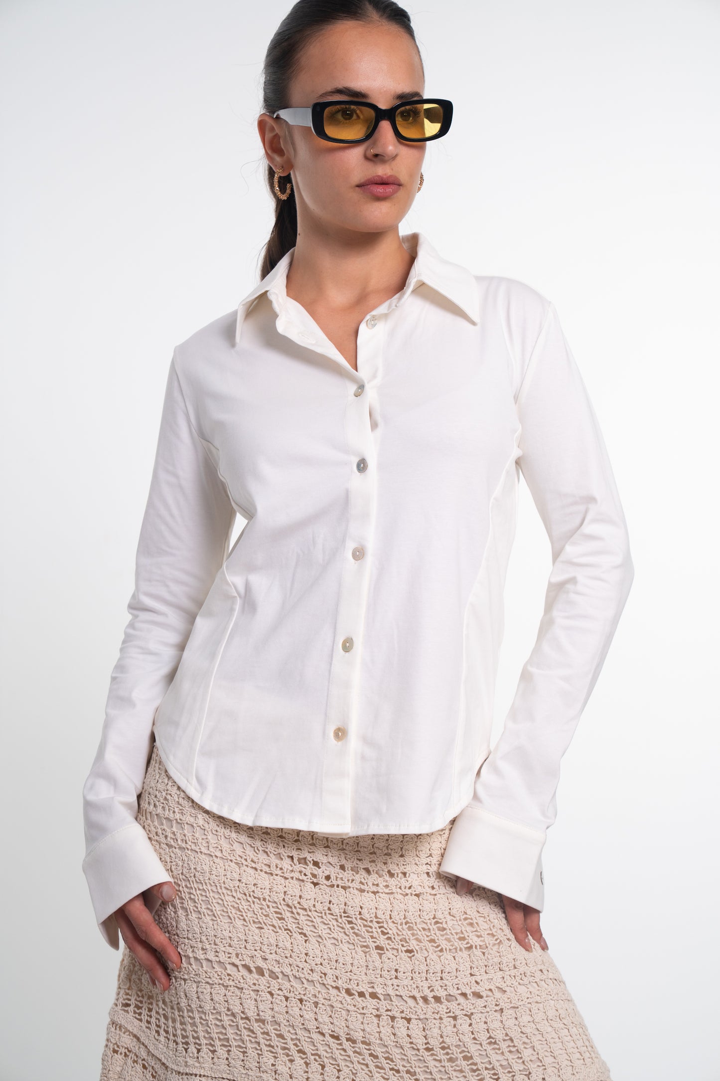 Fitted Cotton Buttoned Long Sleeve Shirt
