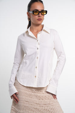 Fitted Cotton Buttoned Long Sleeve Shirt