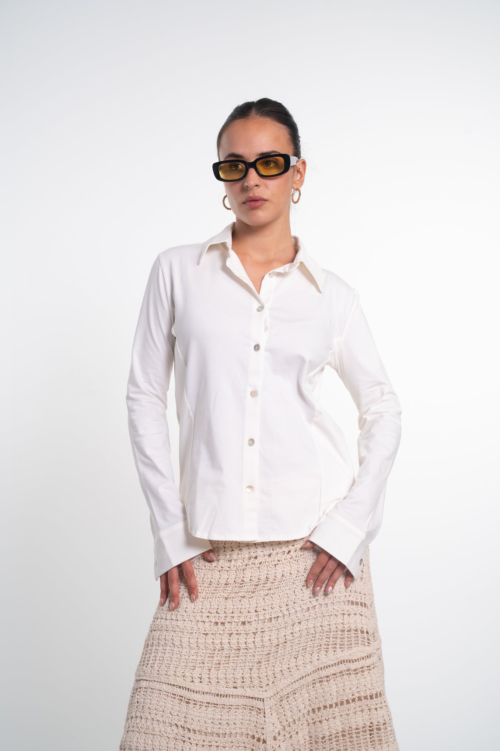 Fitted Cotton Buttoned Long Sleeve Shirt