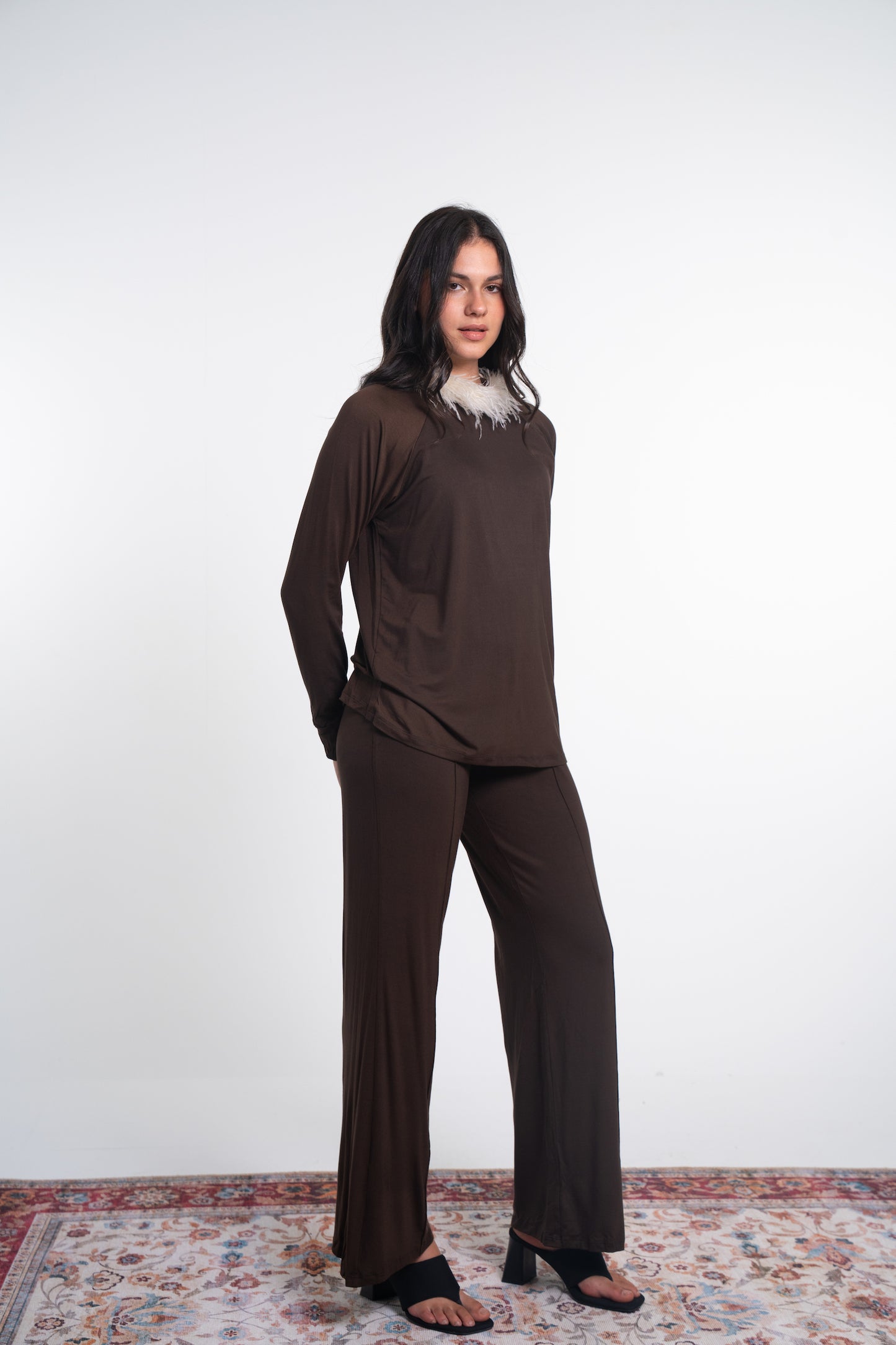 Wide Leg Viscose Front Seam Pants