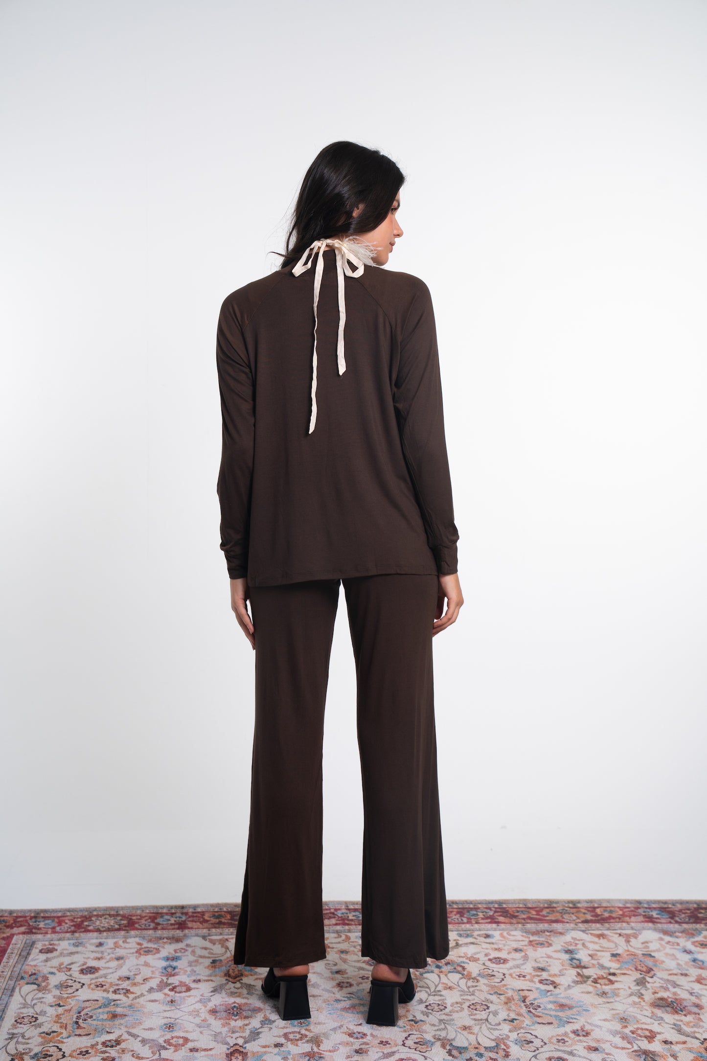 Wide Leg Viscose Front Seam Pants