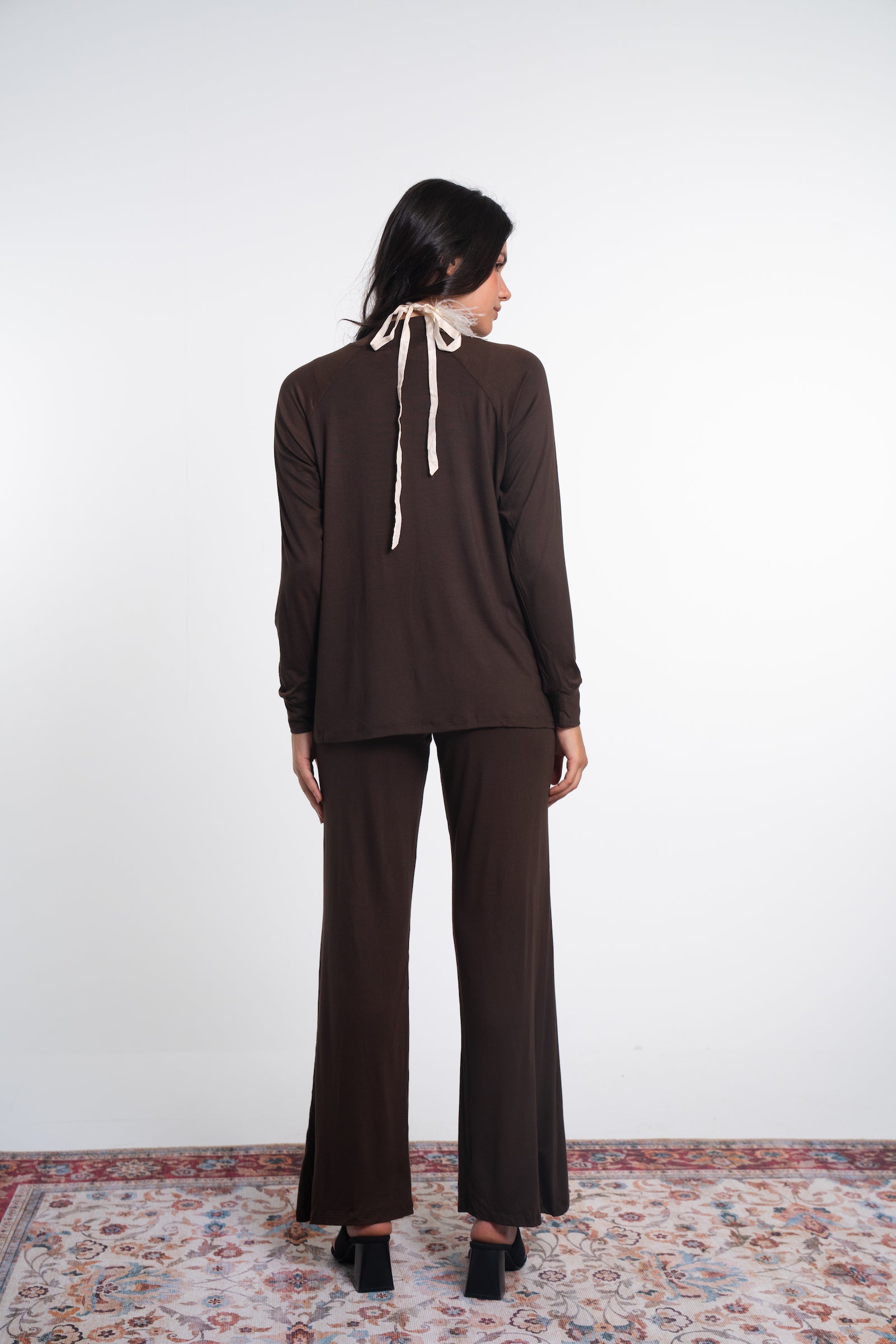 Wide Leg Viscose Front Seam Pants