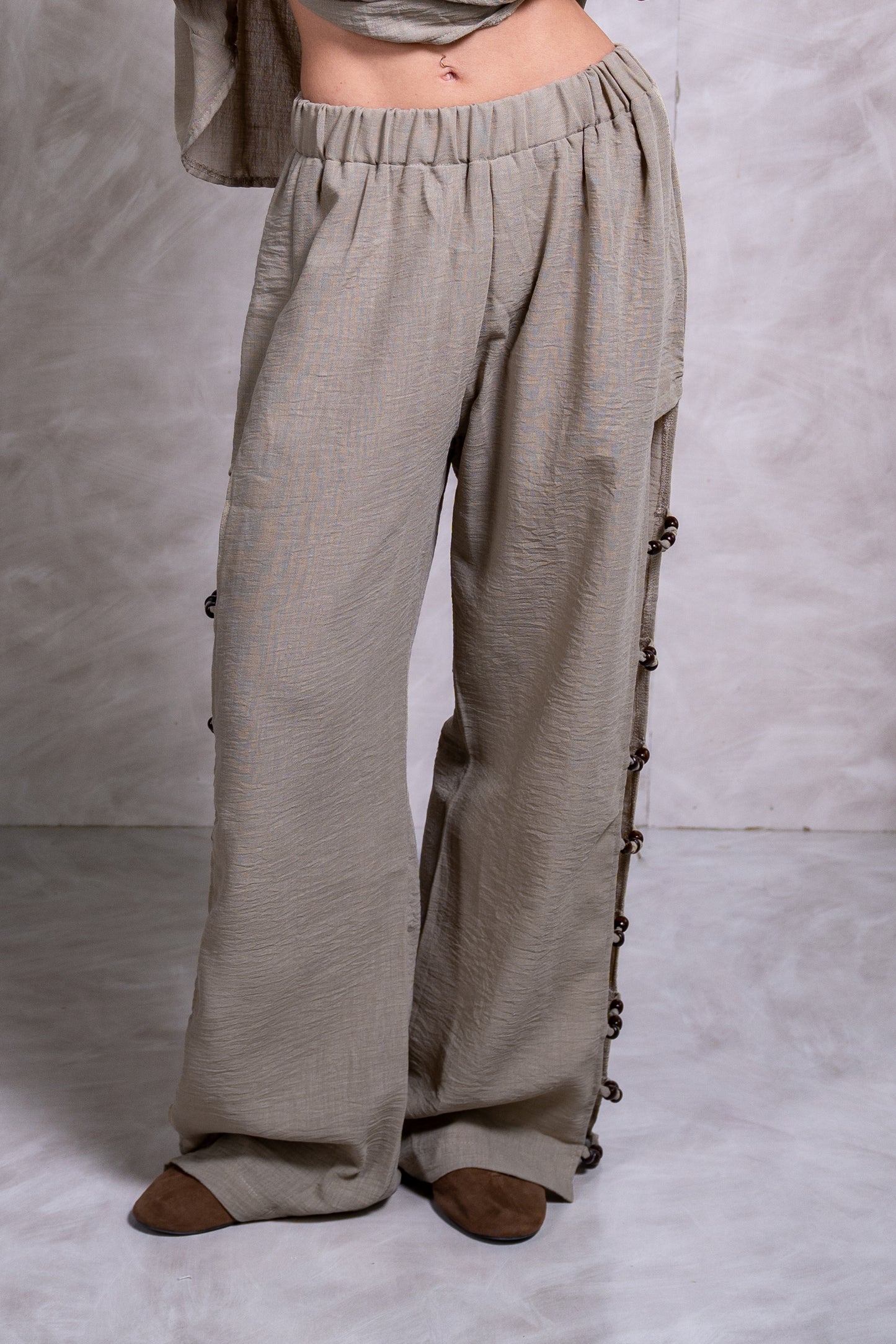 Beaded Cut-Out Pants