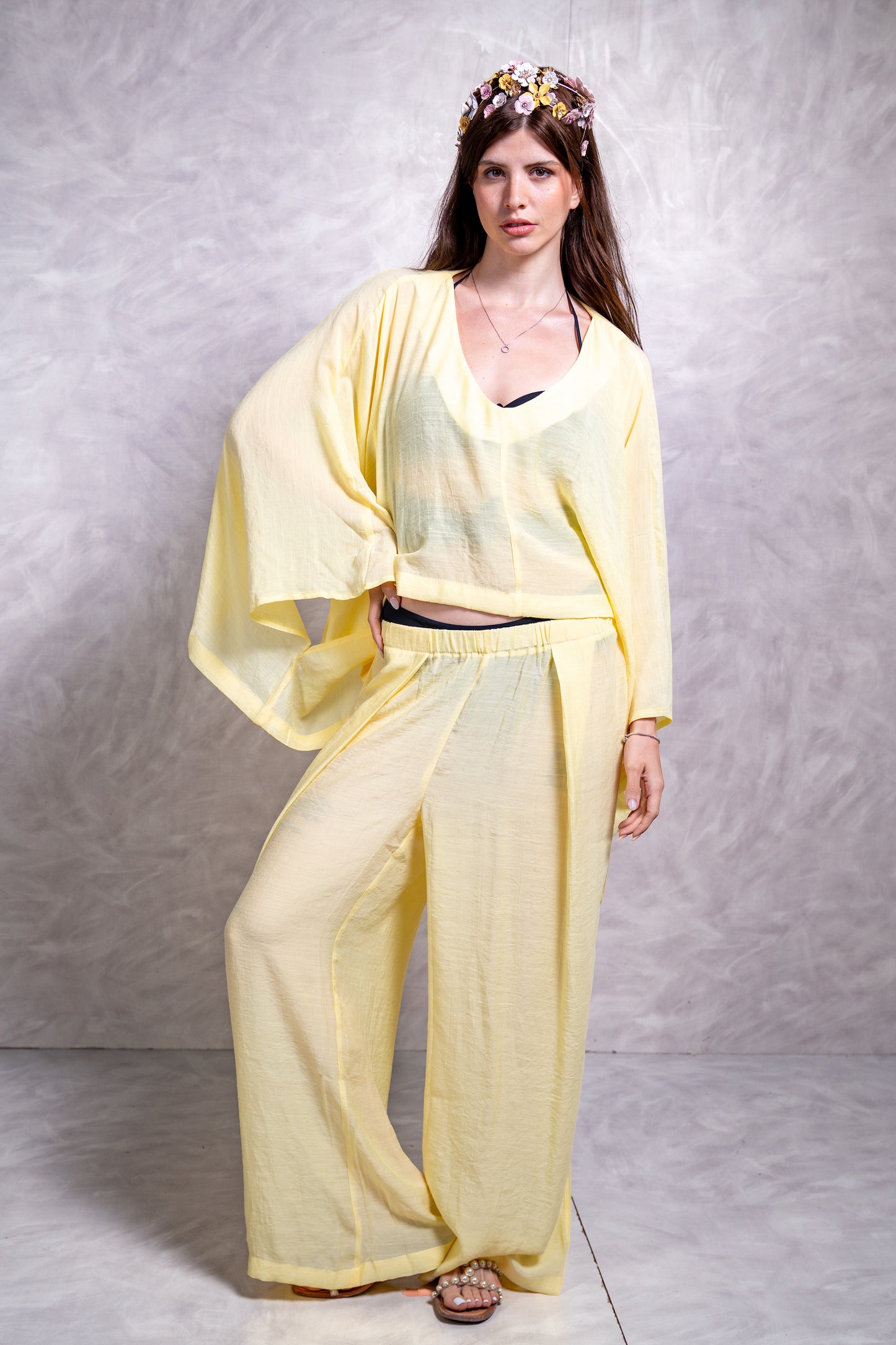 Draped Voile Poncho
