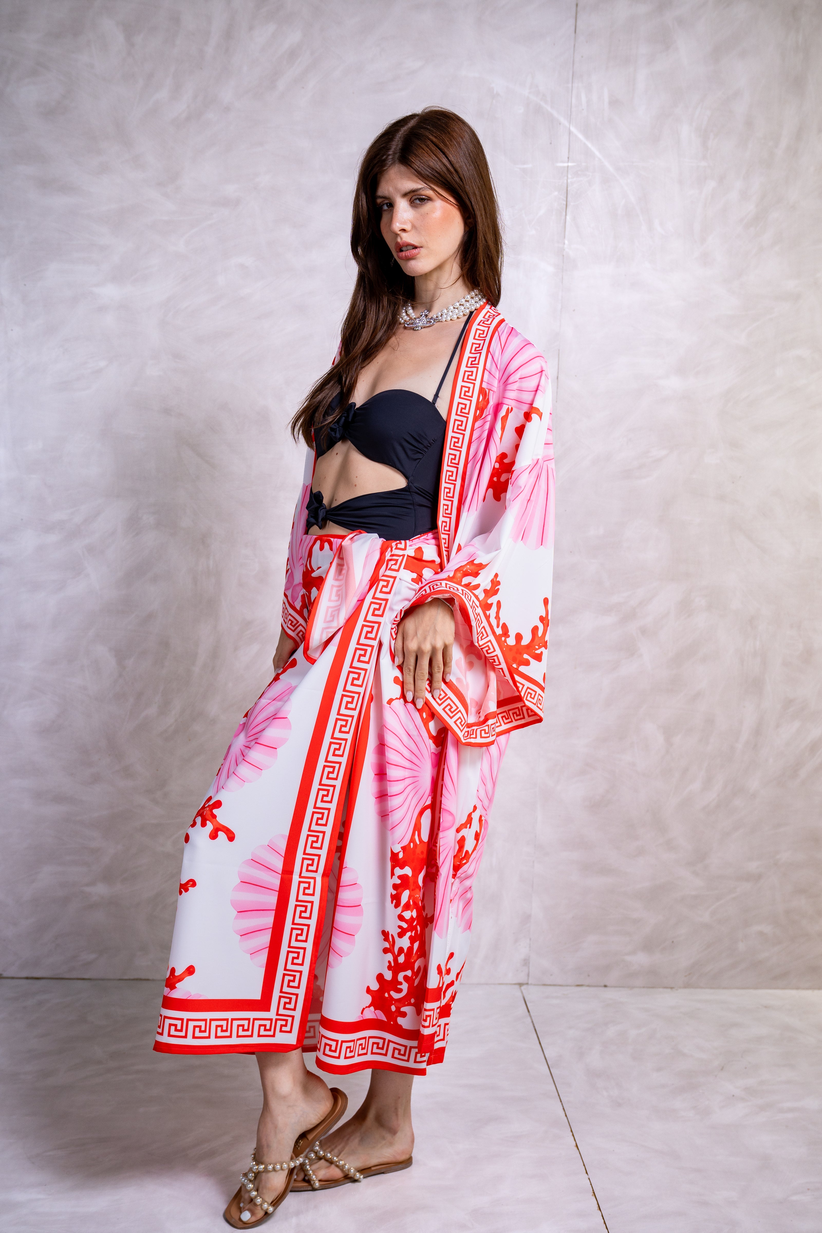 Corals Print Kimono