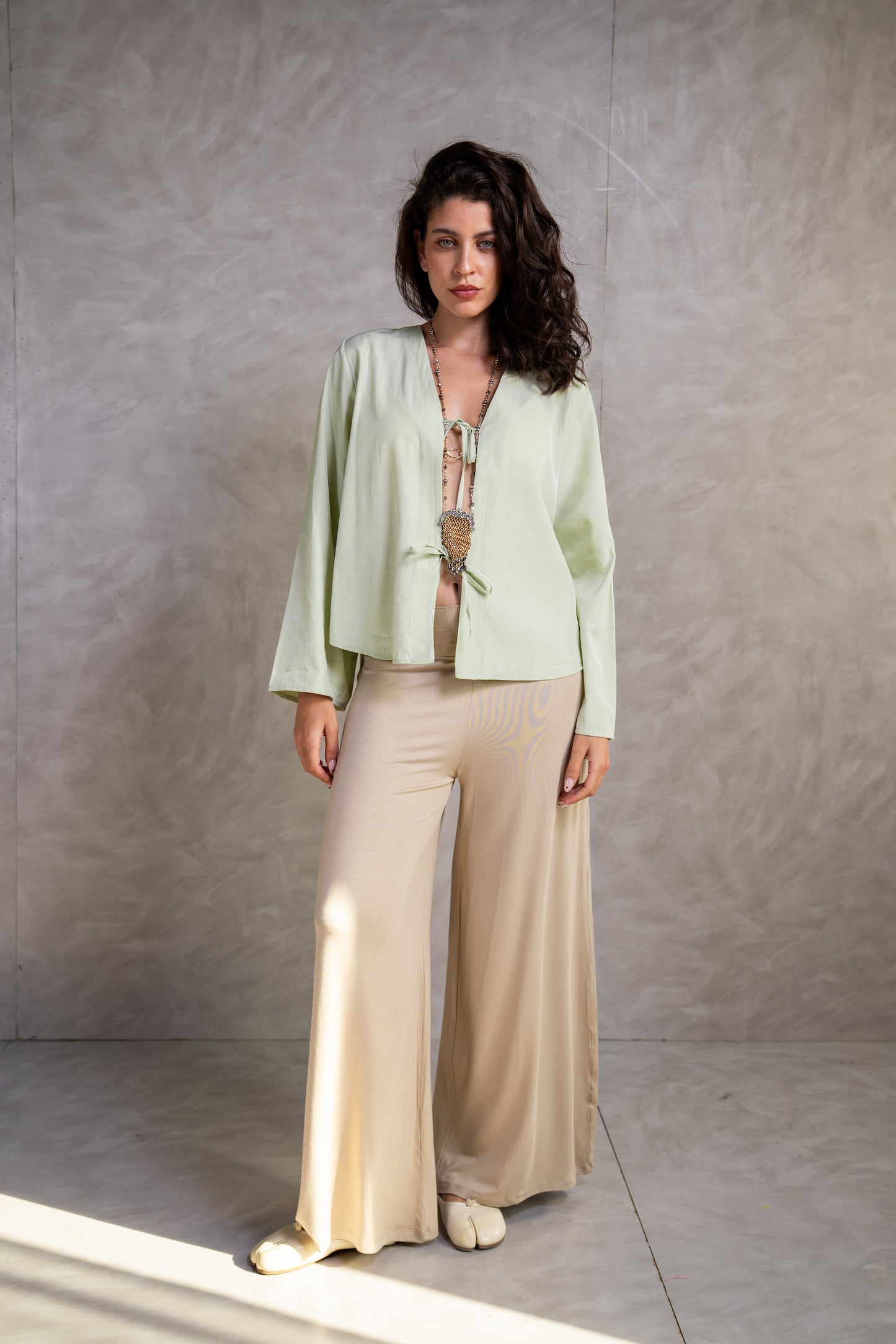 Tie-Front Fluid Blouse