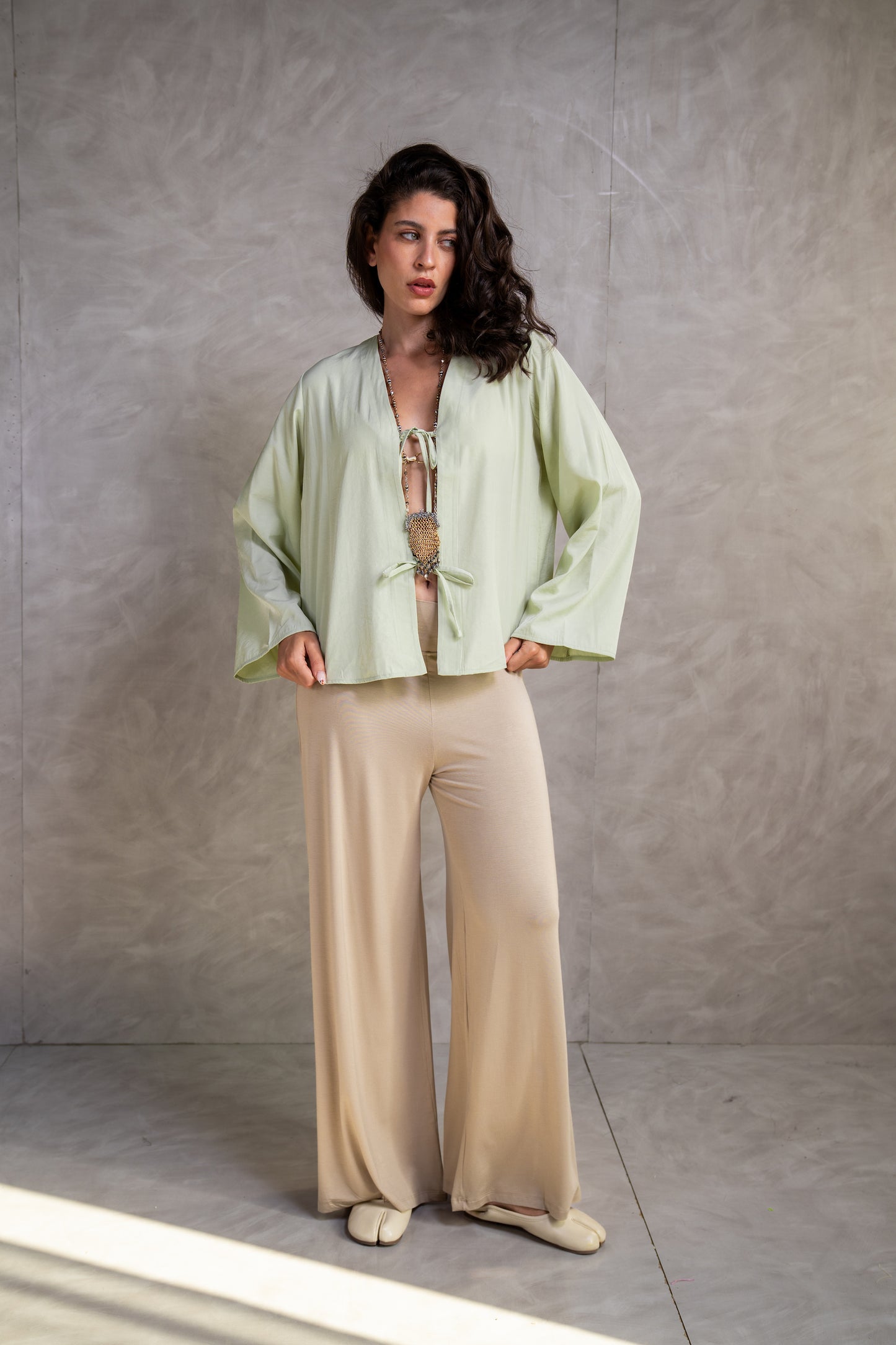 Tie-Front Fluid Blouse