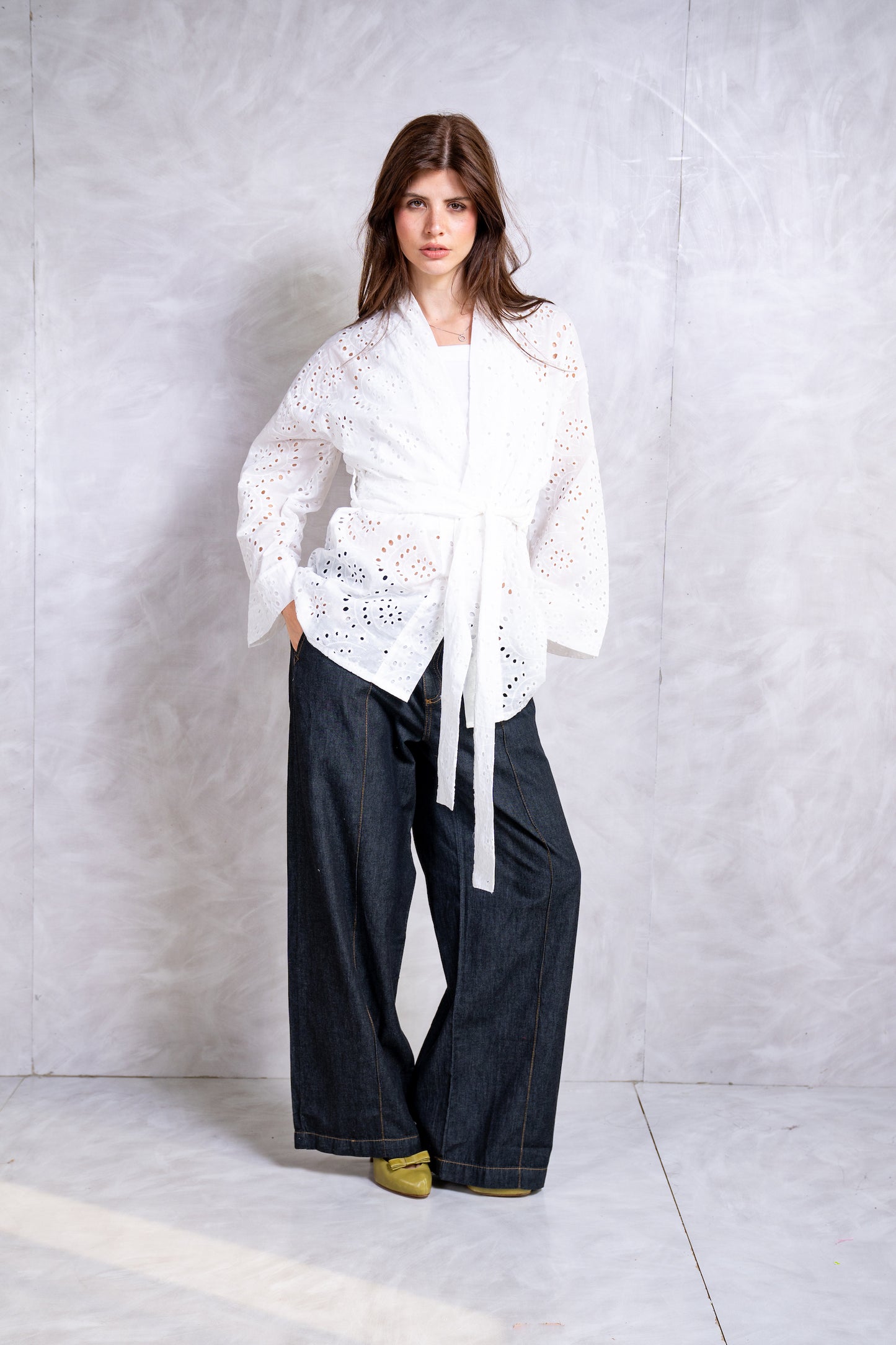 Belted Broderie Kimono