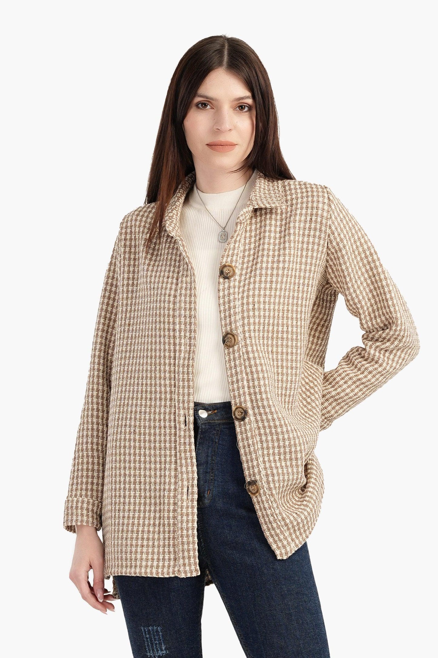 Tweed Button Closure Shirt