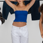 Textured Strapless Top with Frills