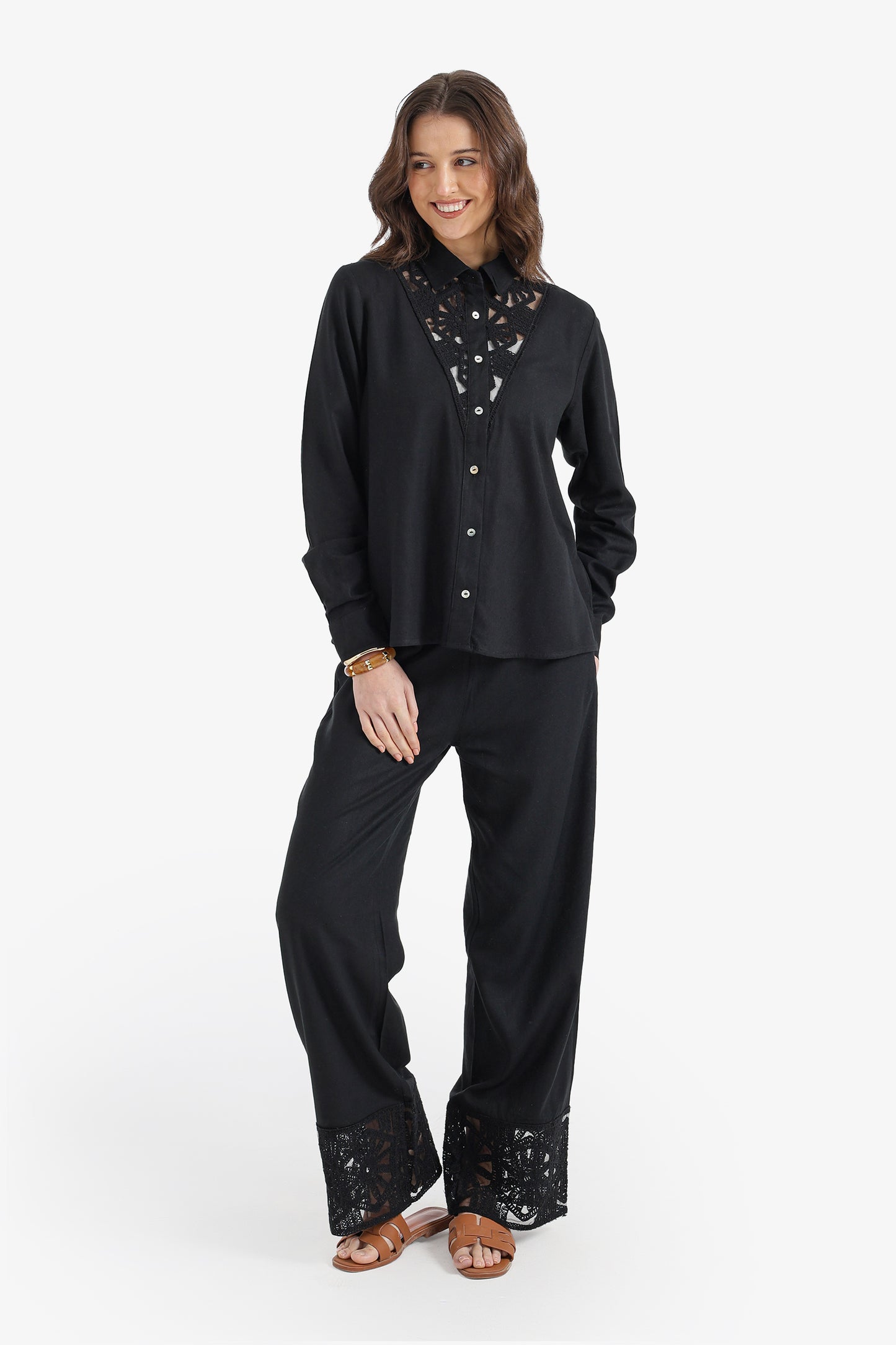 Embroidered Neckline Shirt