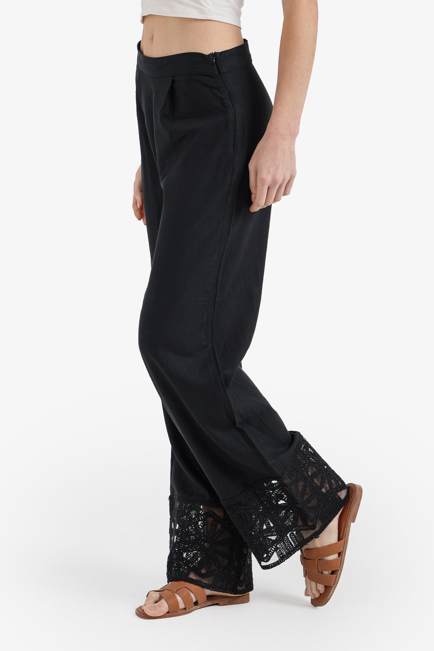 Embroidered Hem Pants