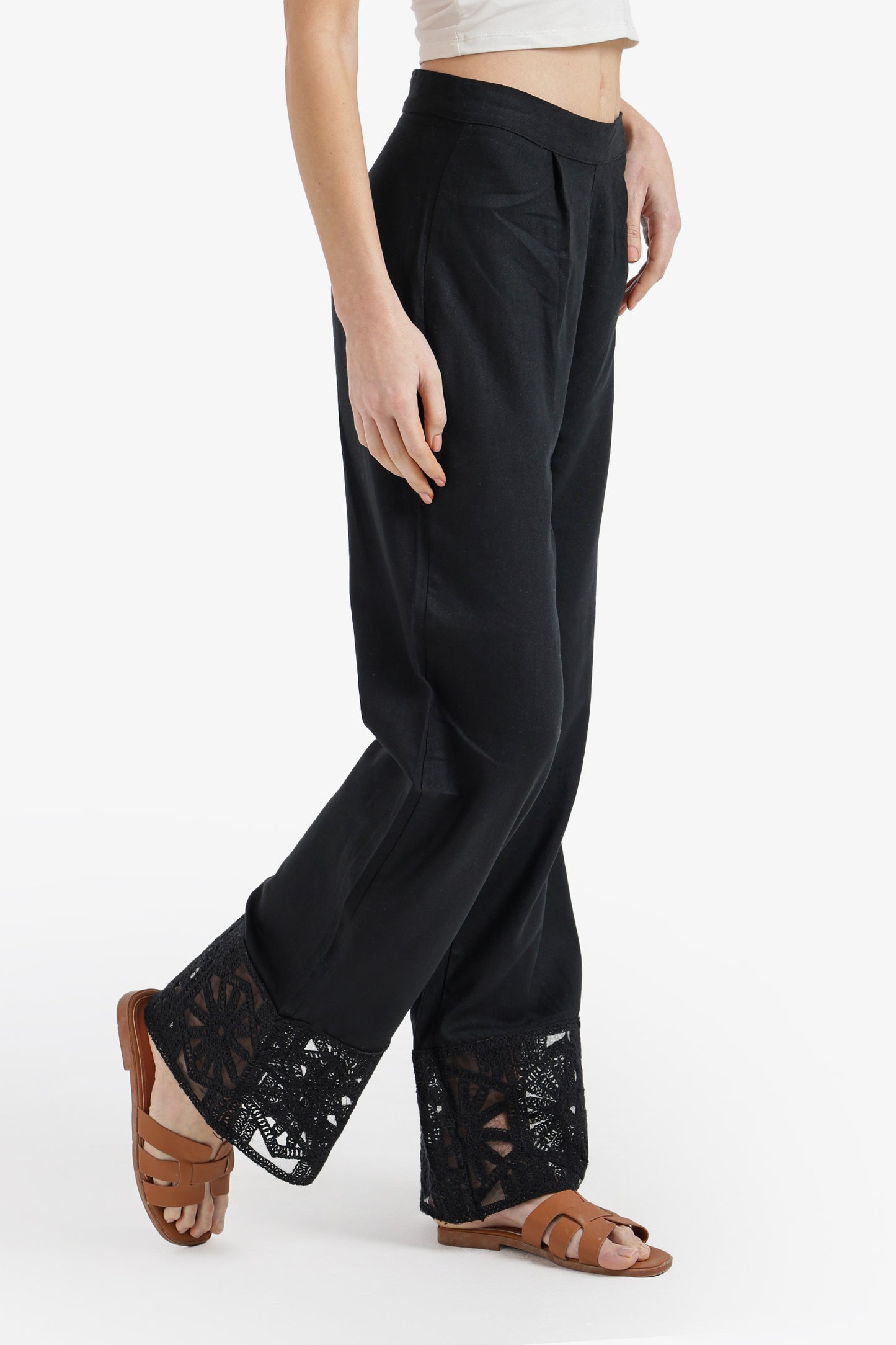 Embroidered Hem Pants