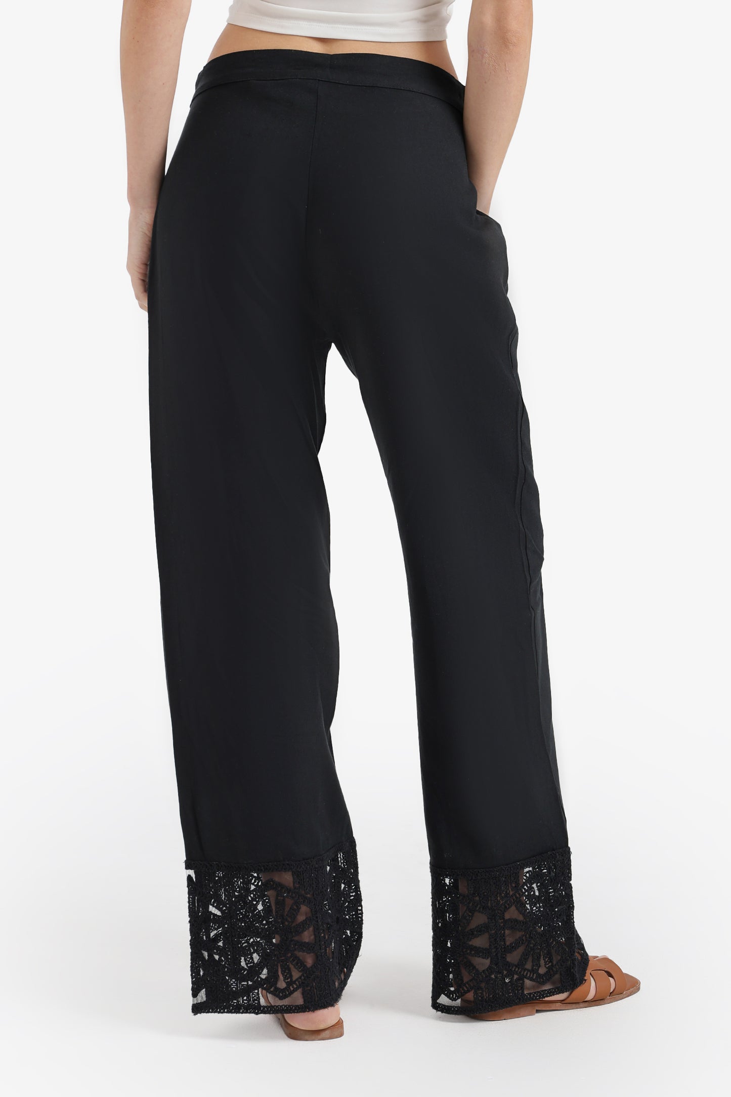 Embroidered Hem Pants