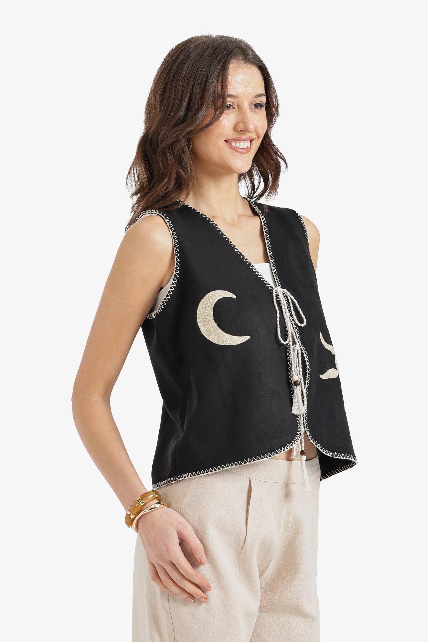 Sun & Moon Embroidered Vest