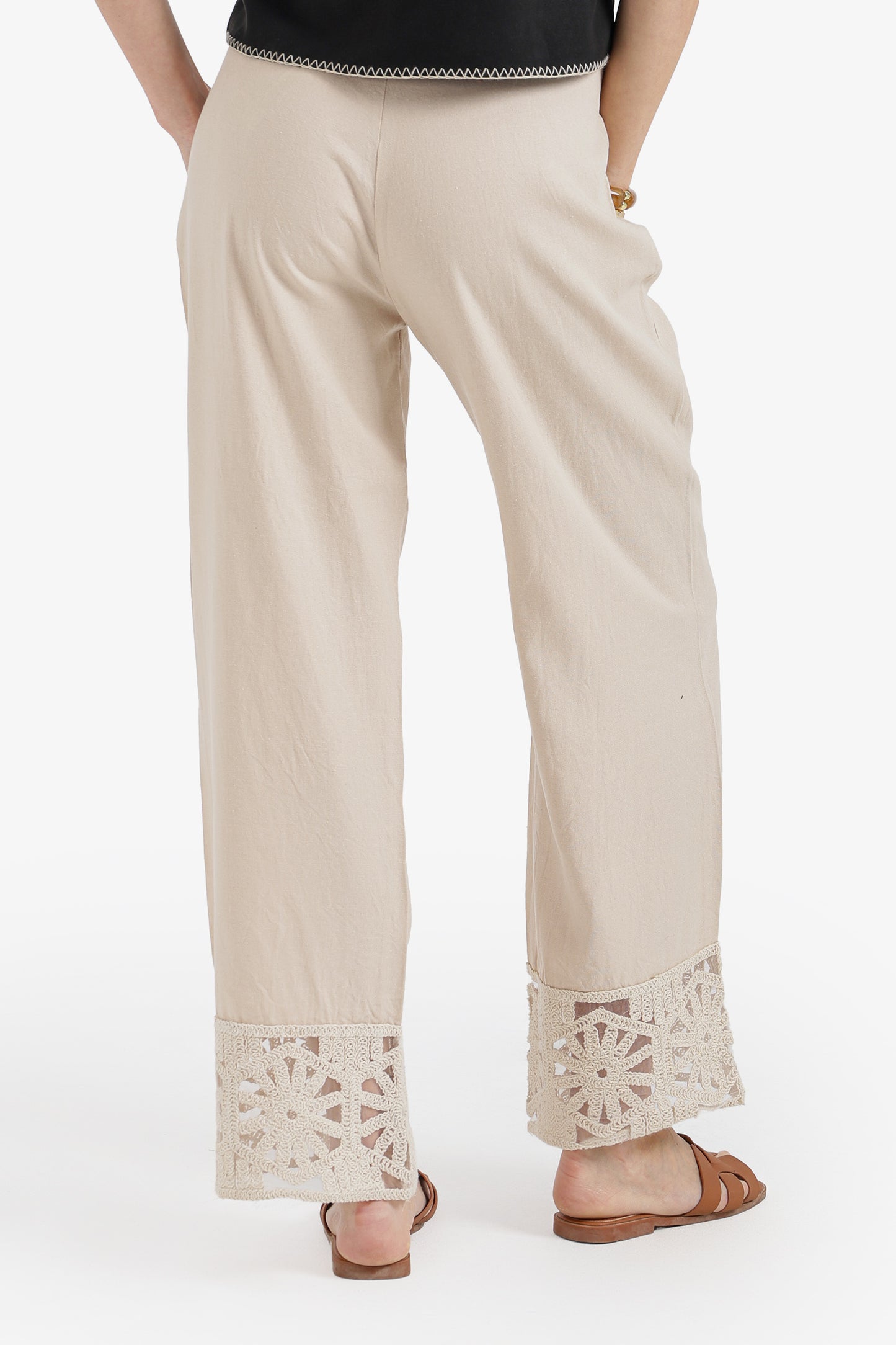Embroidered Hem Pants