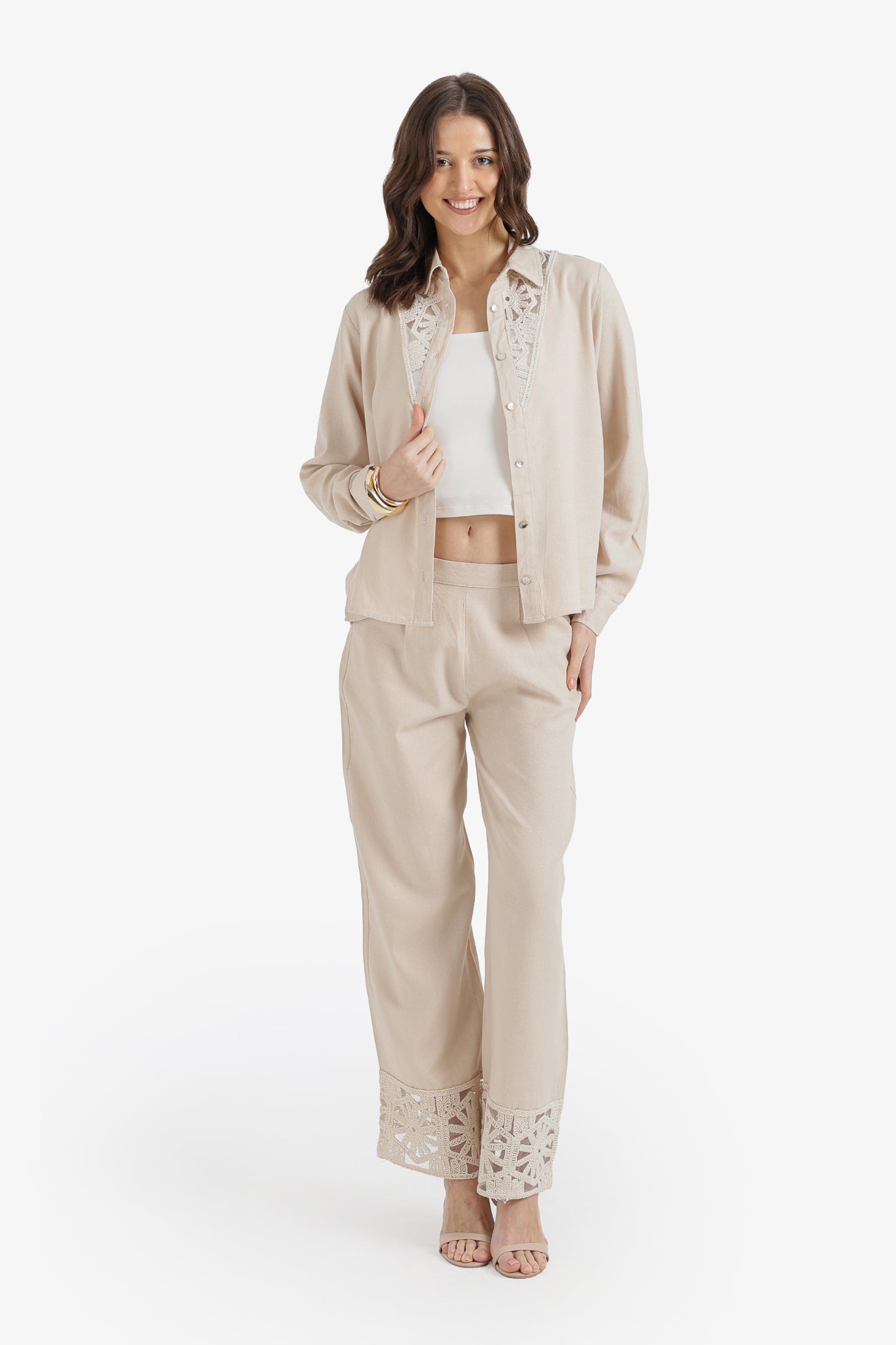 Embroidered Hem Pants