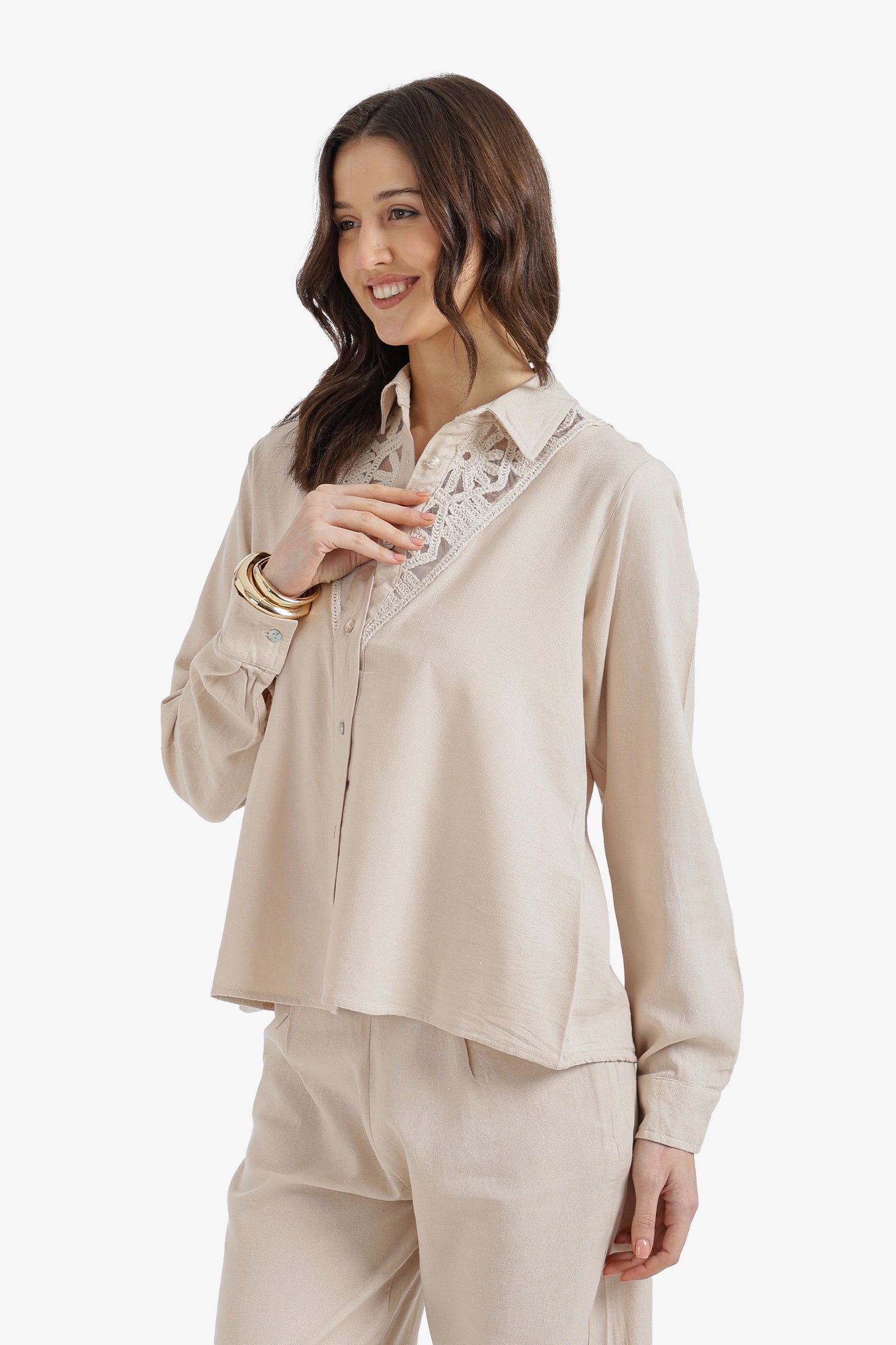 Embroidered Neckline Shirt