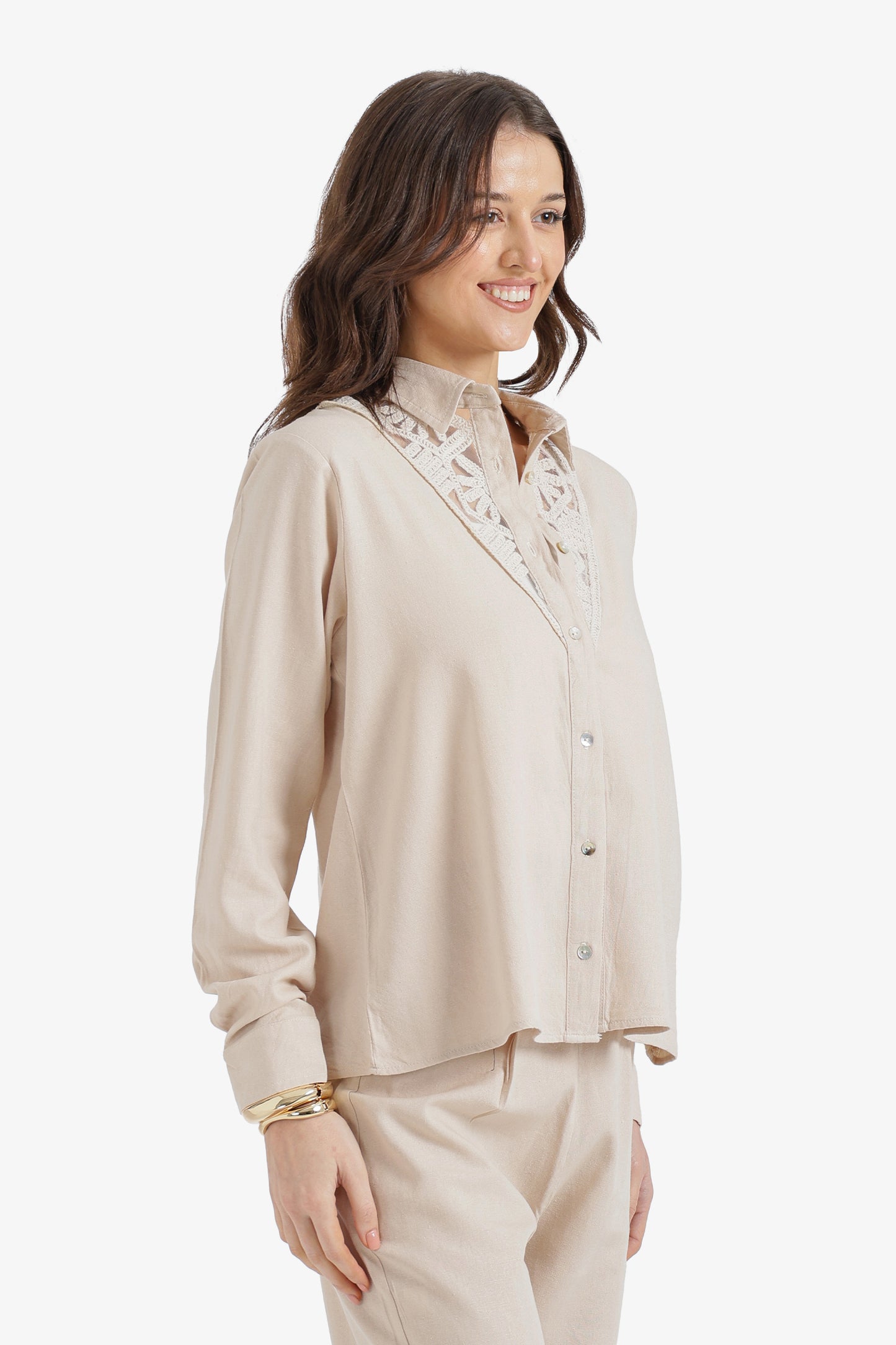 Embroidered Neckline Shirt
