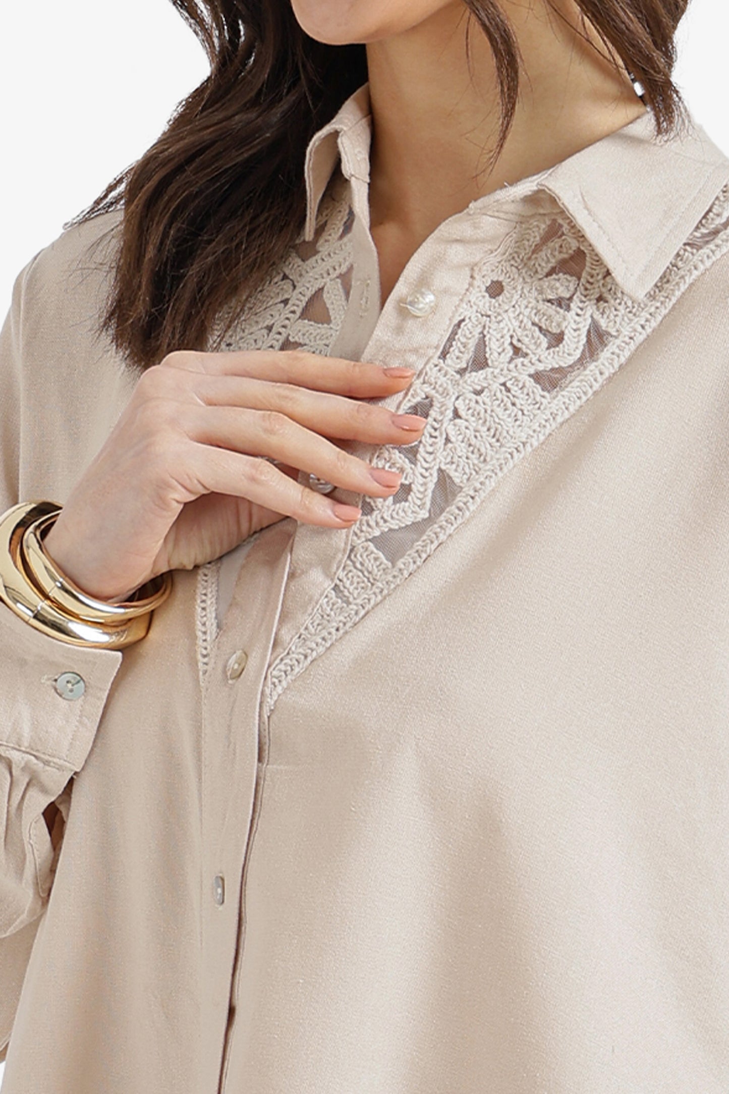 Embroidered Neckline Shirt