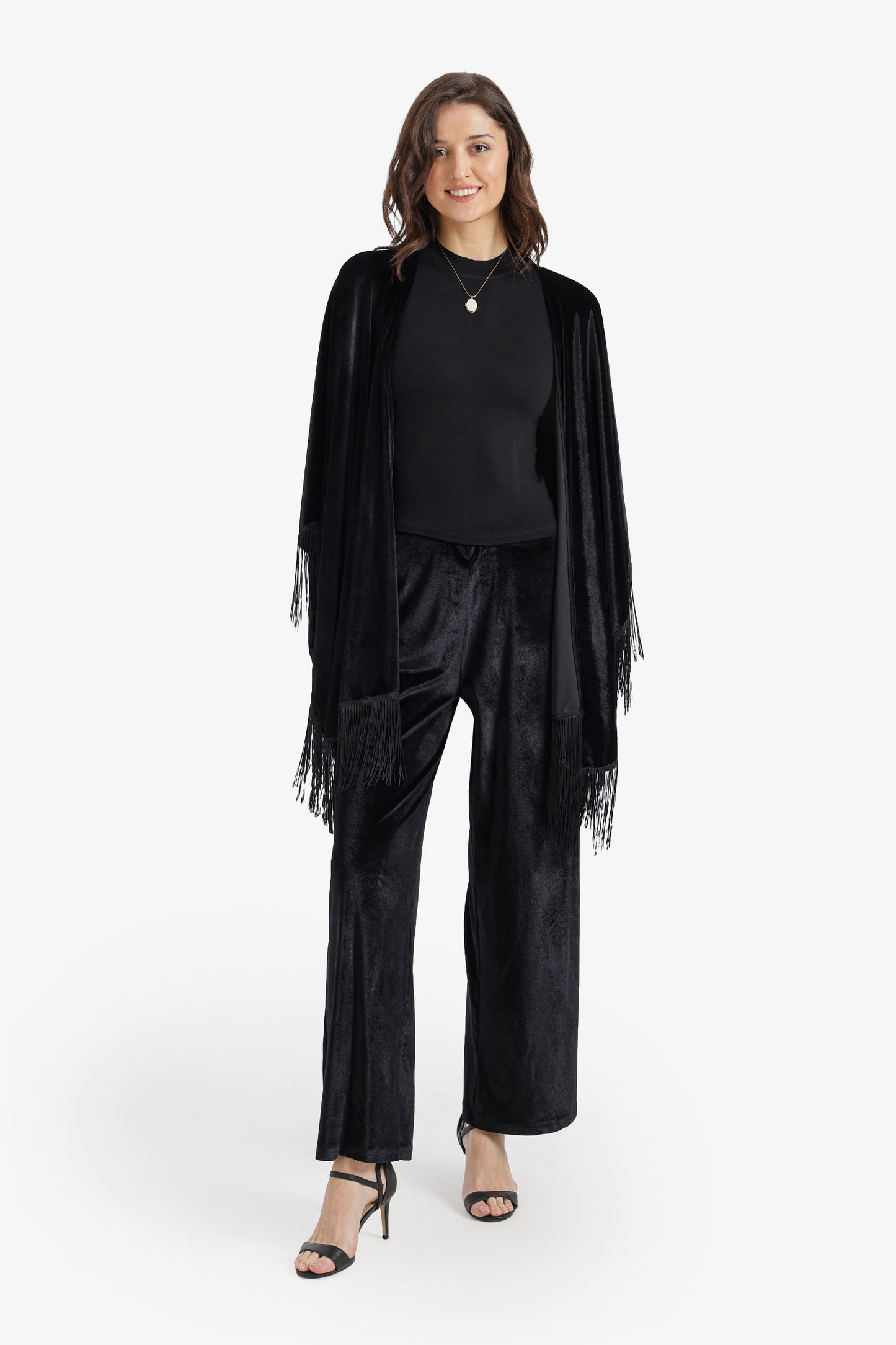 Fringed Velvet Kimono
