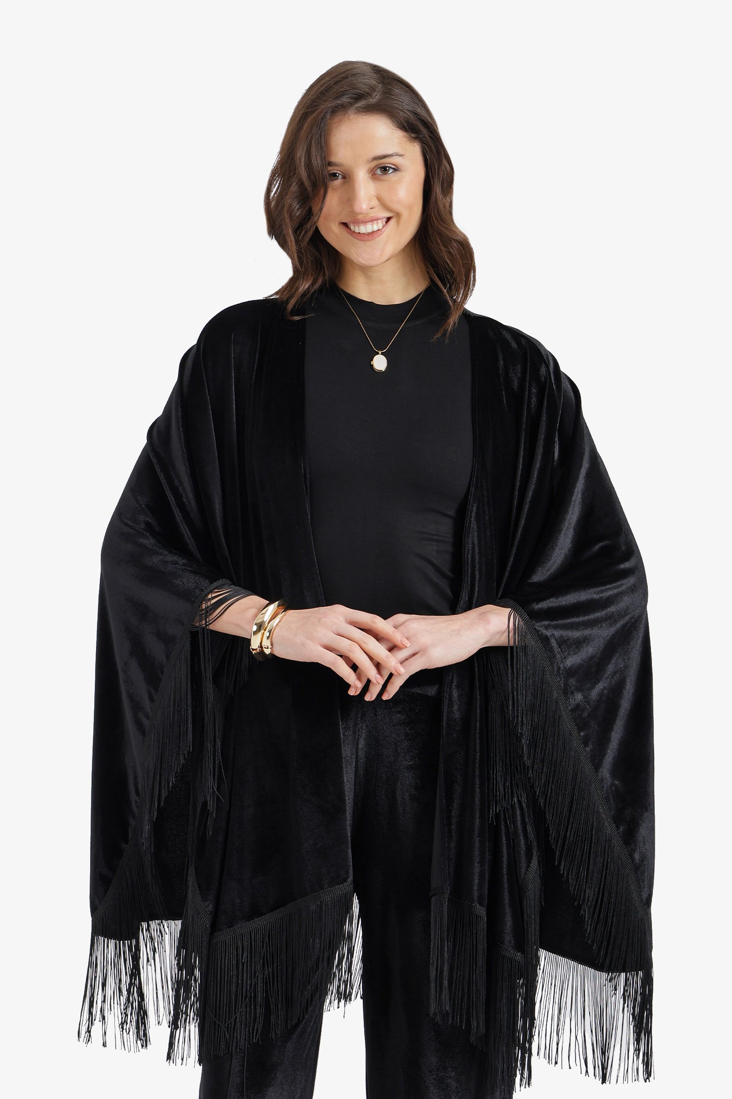 Fringed Velvet Kimono